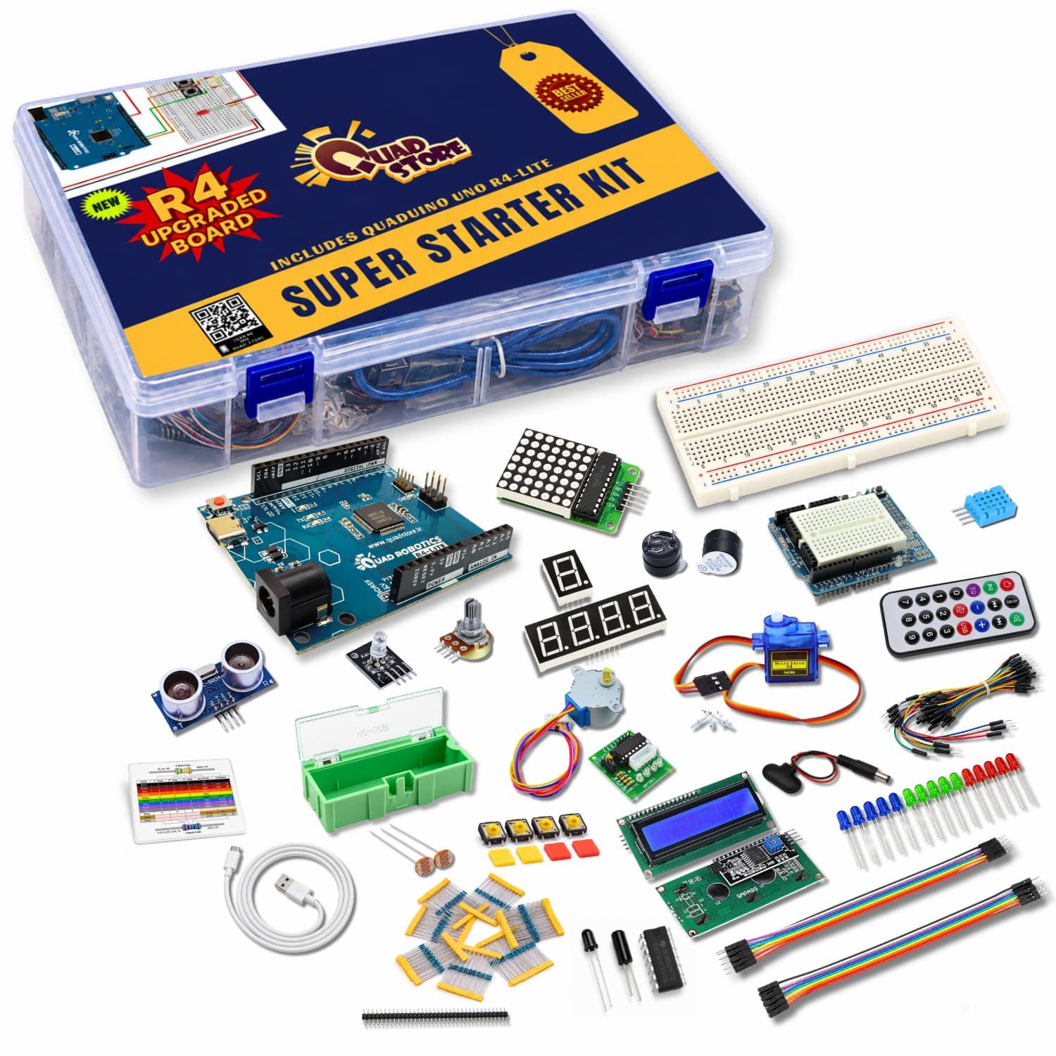 Quad Store Super Starter Kit for Uno R4 Compatible with Arduino IDE