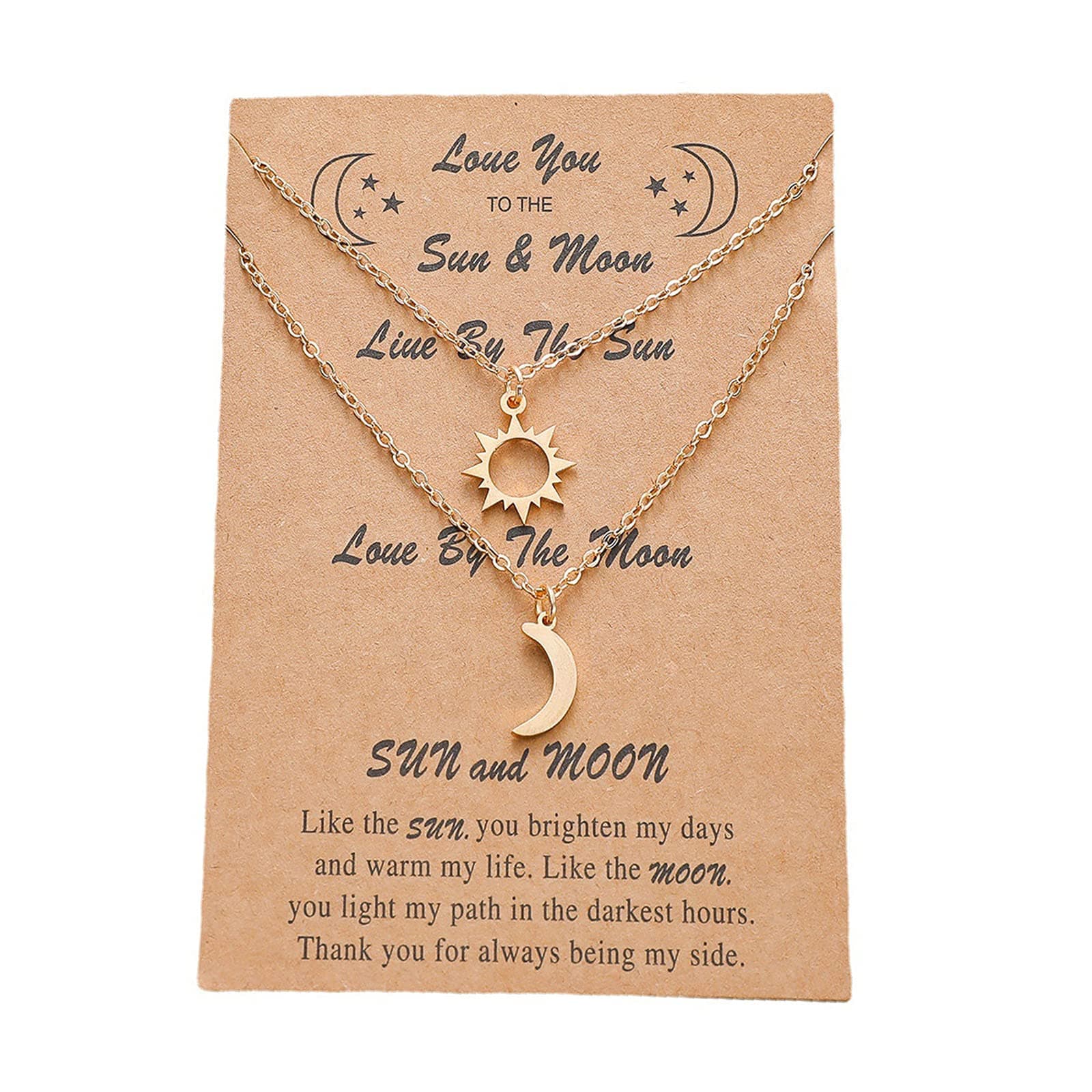 Stainless Steel Charm Sun and Moon Best Friend Couple Necklace Distance Matching Friendship BFF Jewelry Gifts for Women Men