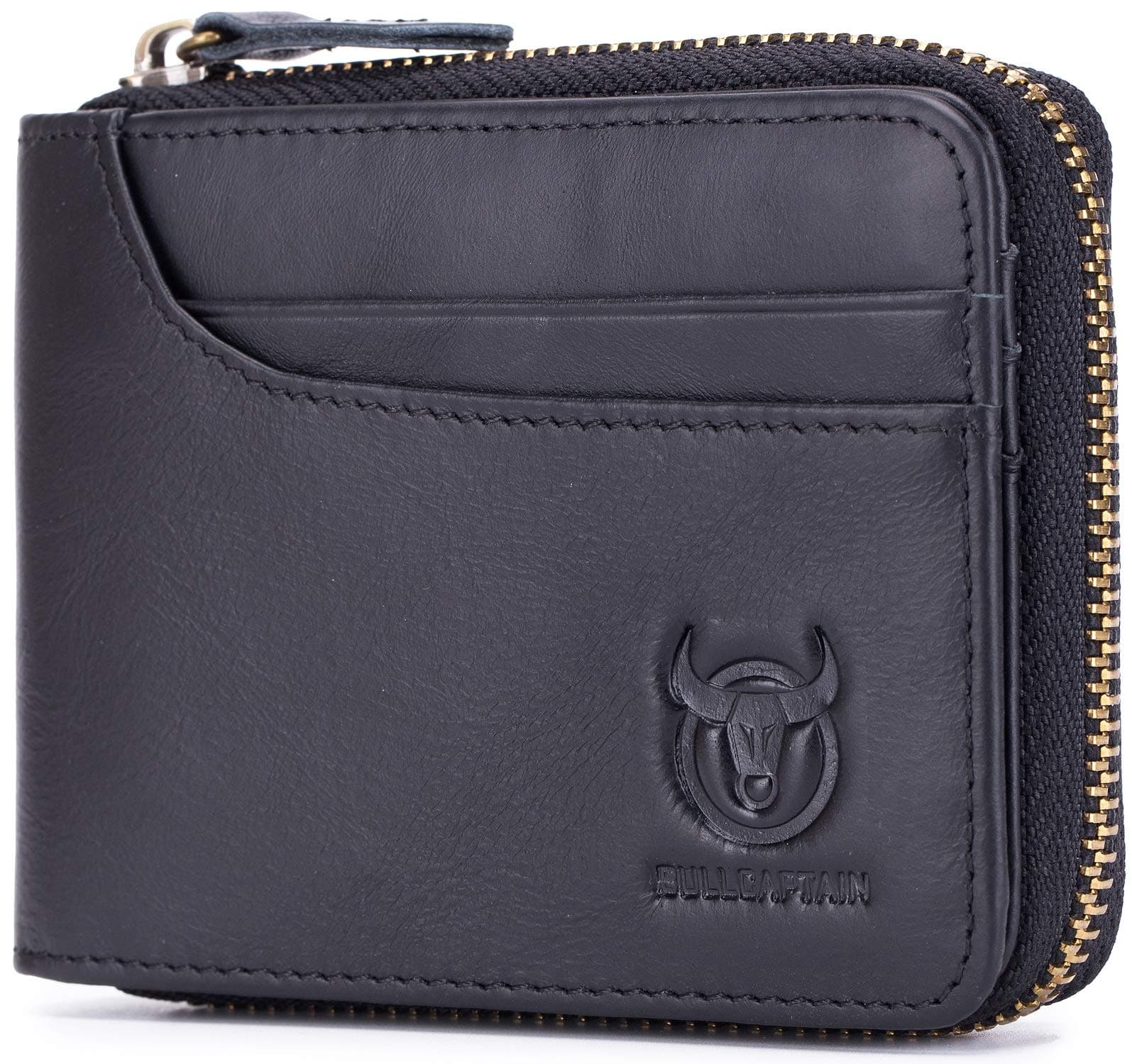 Mens Leather Zipper Wallet RFID Blocking Bifold Secure Vintage Zip Around Multi Credit Card Holder