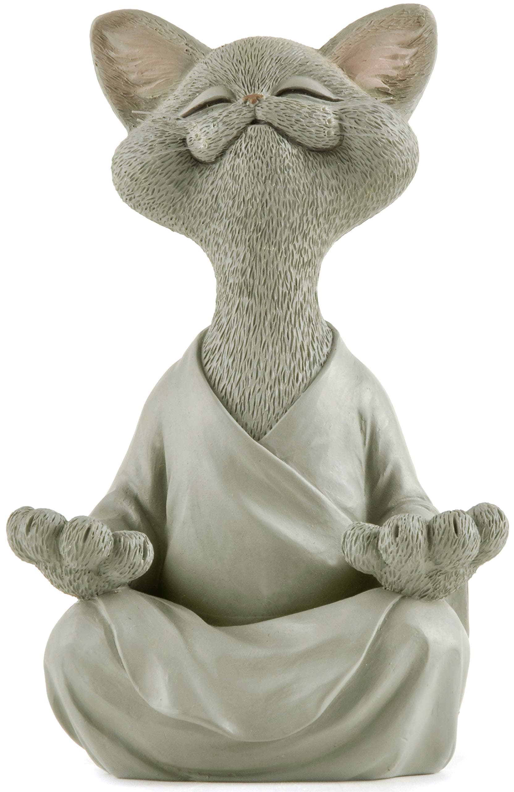 Meditating Happy Cat Statue – Zen Mindfulness Decor for Cat Lovers