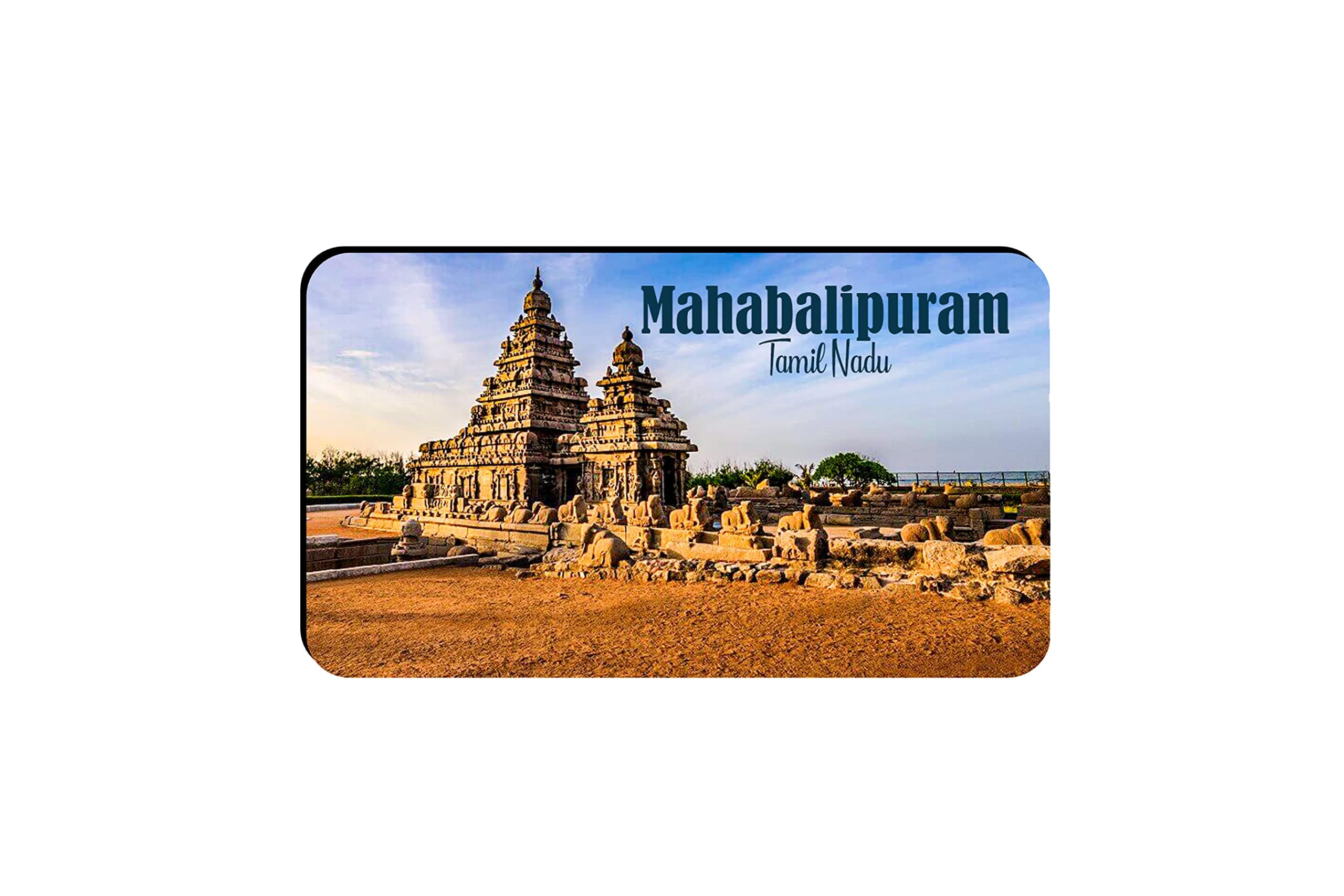AVI Rubber Rectangular Fridge Magnet Multicolour Mahabalipuram Tamil Nadu Design Travel Souvenir RFM00144