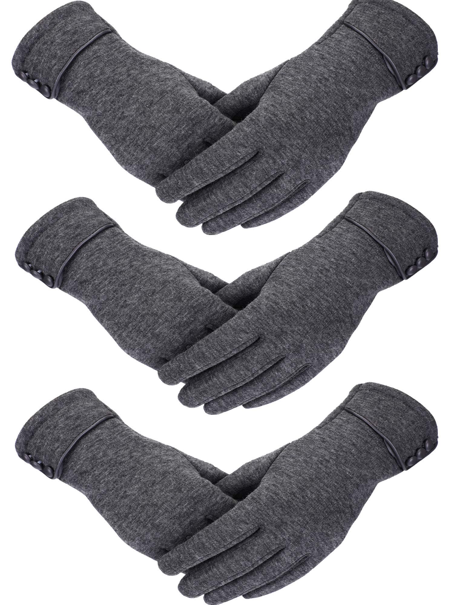 Patelai 3 Pairs Women Winter Gloves Warm Touchscreen Gloves Windproof Gloves for Women Girls Winter Using (Black, Wine Red, Khaki)
