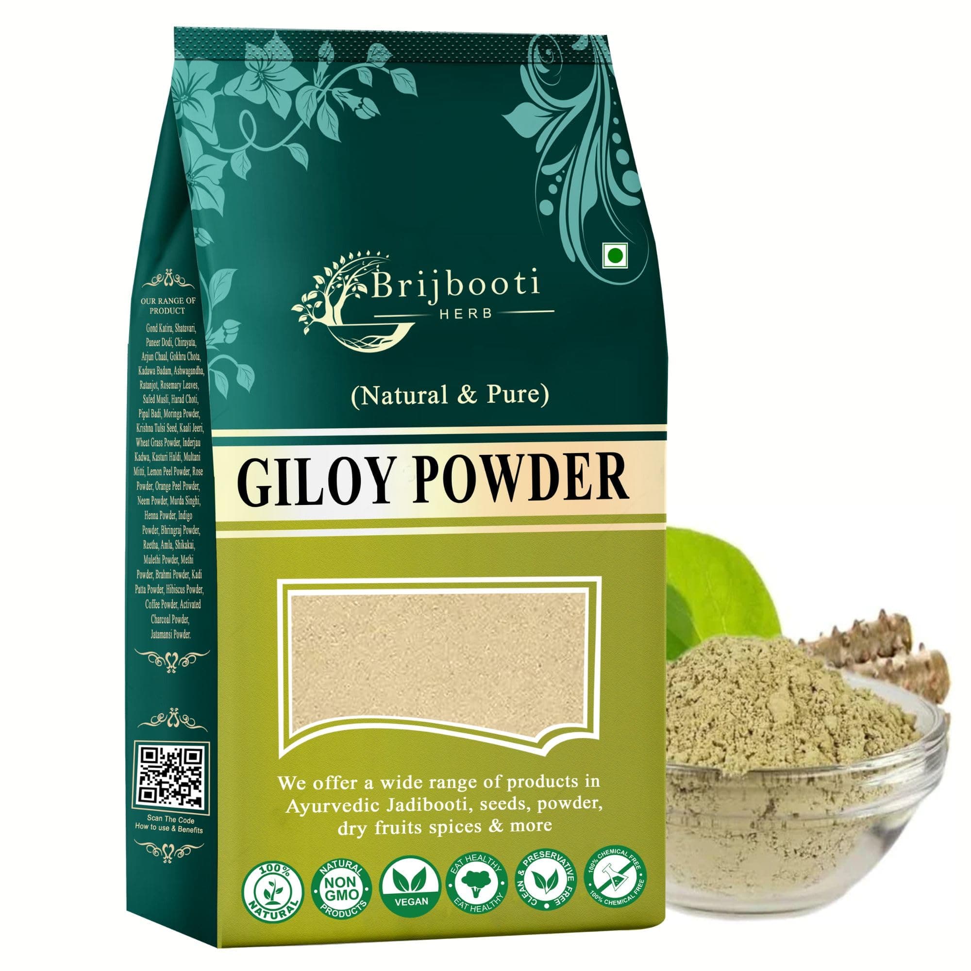 BIRJU MAHAVIR GILOY/GUDUCHI POWDER (Tinospora cordifolia) - (FREE DELIVERY), Natural, 400 gram (BMKB-114)