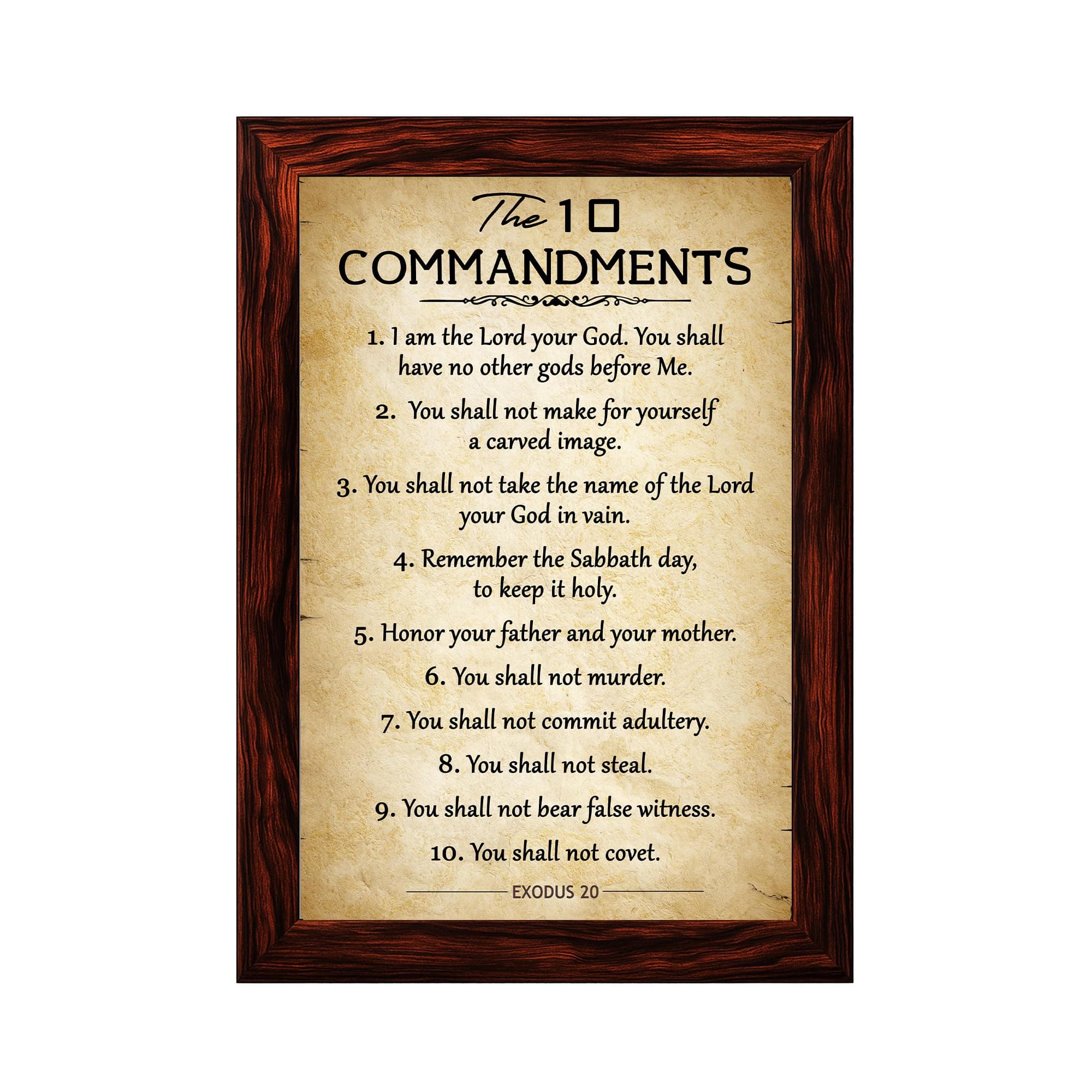 SELIGMANN® Bible Verses Ten Commandments Framed - Bible Verses Wall Decor for Prayer Room Living Room Office - Christian Home Décor