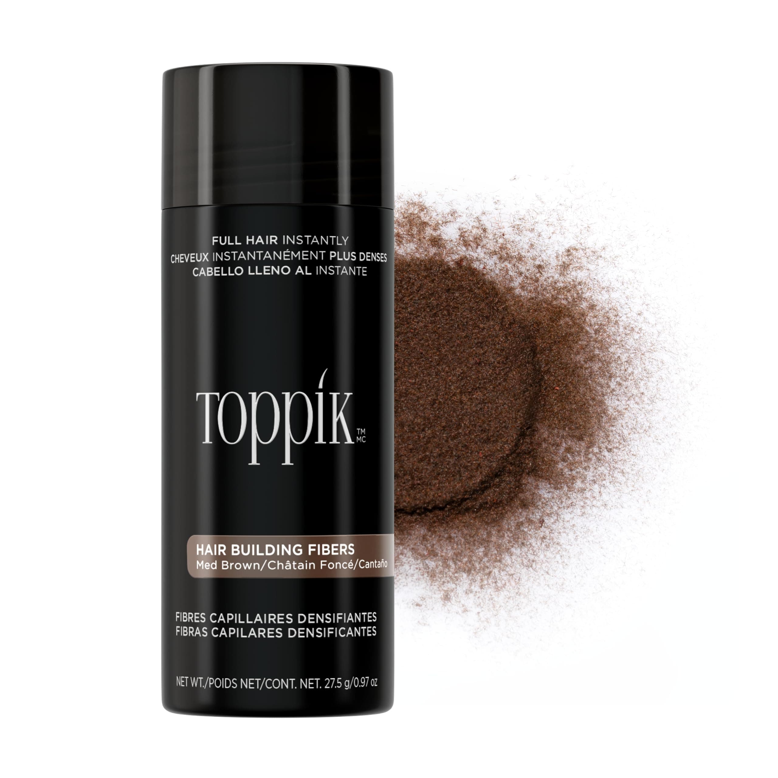 TOPPIK Hair Building Fibers Medium Brown, 27.5 g,Powder