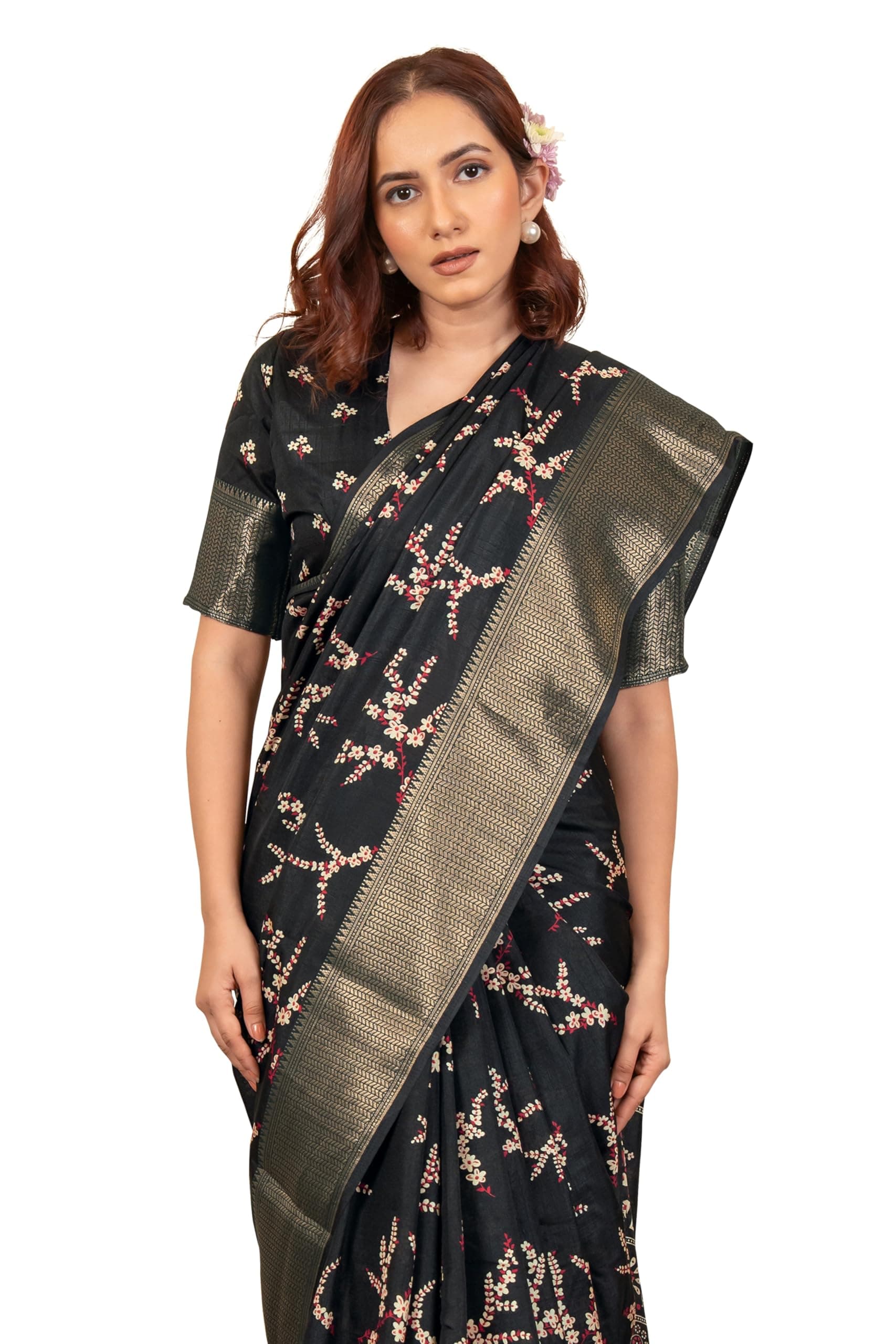 MIRCHI FASHION Saree for Woman Cotton Silk Printed | Traditional Farewell and Ceremonial Women's Sari with Unstitched Blouse Piece