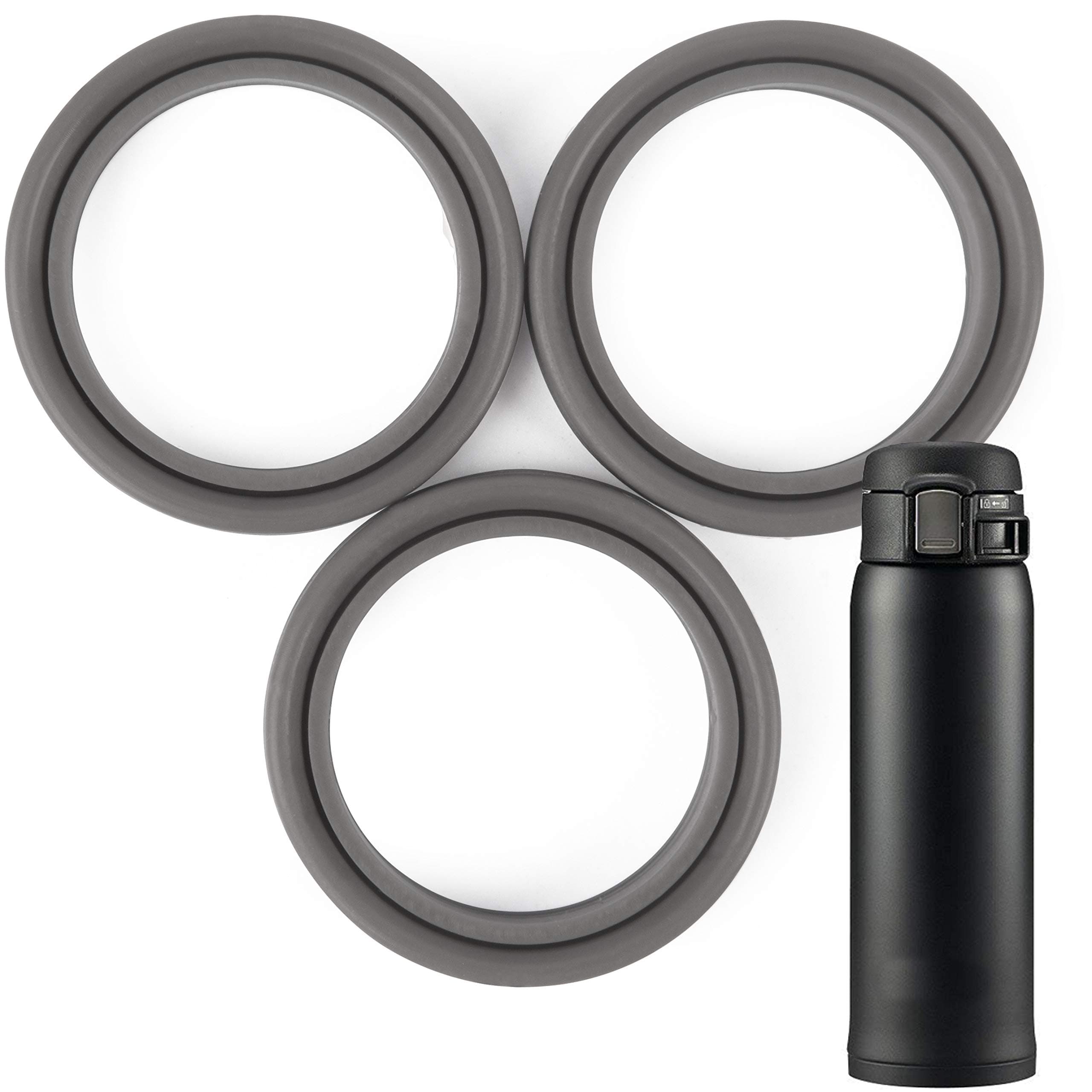 IMPRESA Silicone Gasket Replacement Kit - Light Gray, 3-Pack - Compatible with Zojirushi SM-SA60-BA & SM-SA48-BA - Leak-Proof Water Bottle Replacement Seals - Dishwasher-Safe Coffee Travel Mug Gaskets