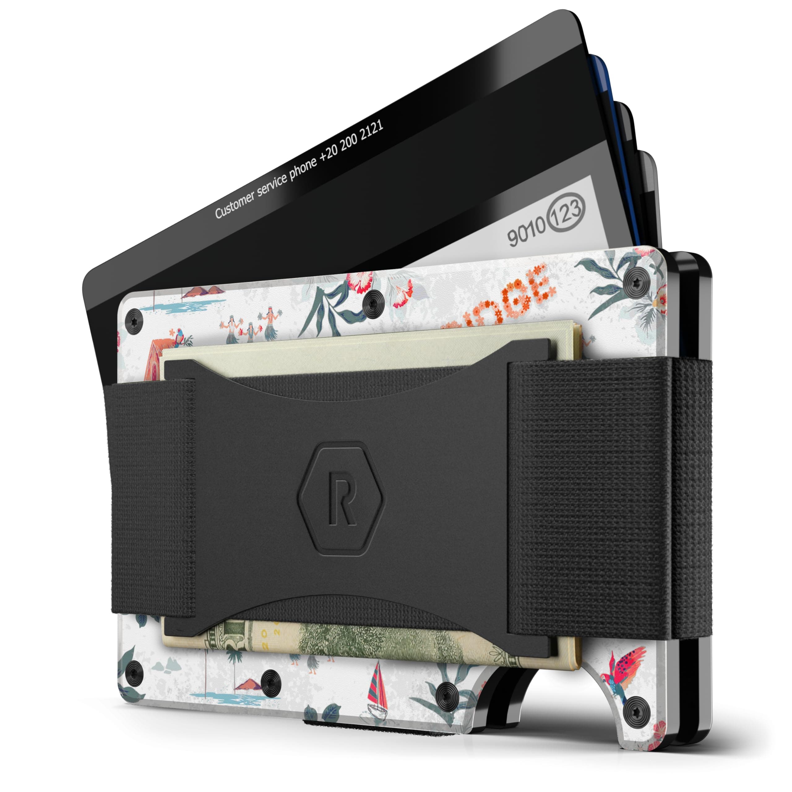 The Ridge Slim Minimalist Front Pocket RFID Blocking Metal Wallets for Men with Cash Strap