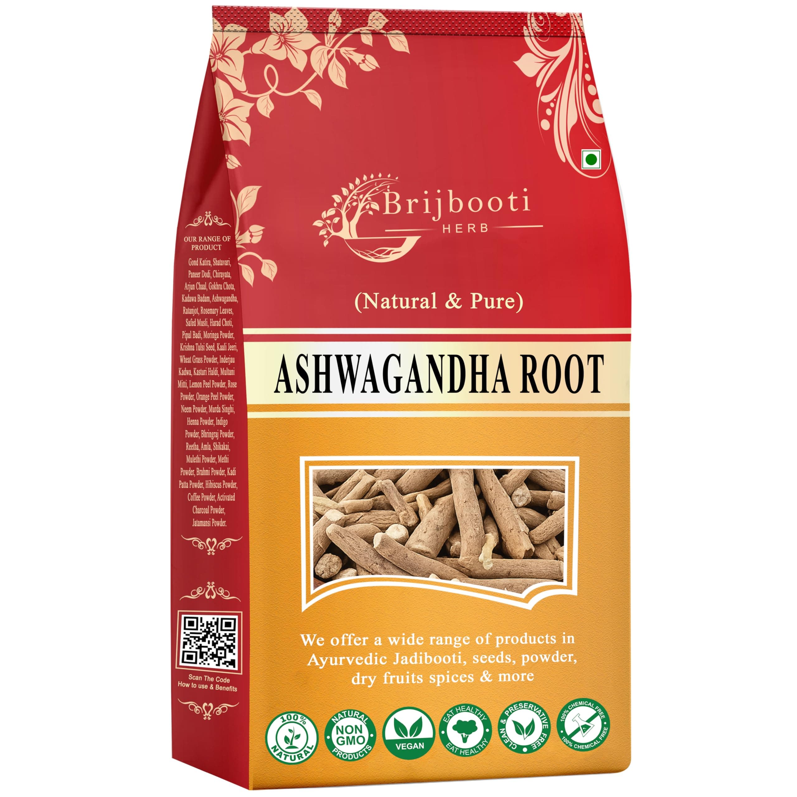 BIRJU MAHAVIR 400 Gr Ashwagandha Root - Withania Somnifera Root, Natural (BMKB-302)