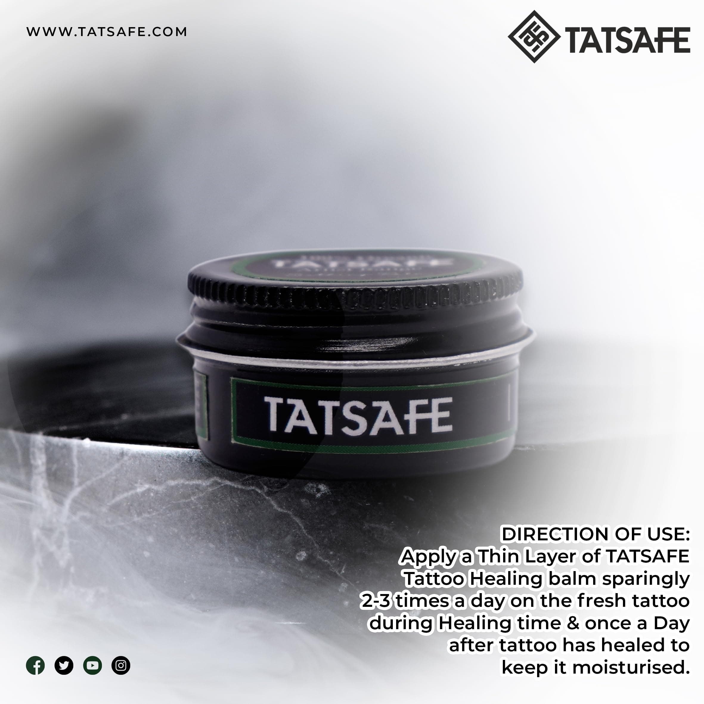 TATSAFE Tattoo Healing Balm for Best Aftercare for Tattoo | 100% Organic | Tattoo Healing Natural Product | Artist Range | Petroleum & Lanolin free | Tattoo Shiner