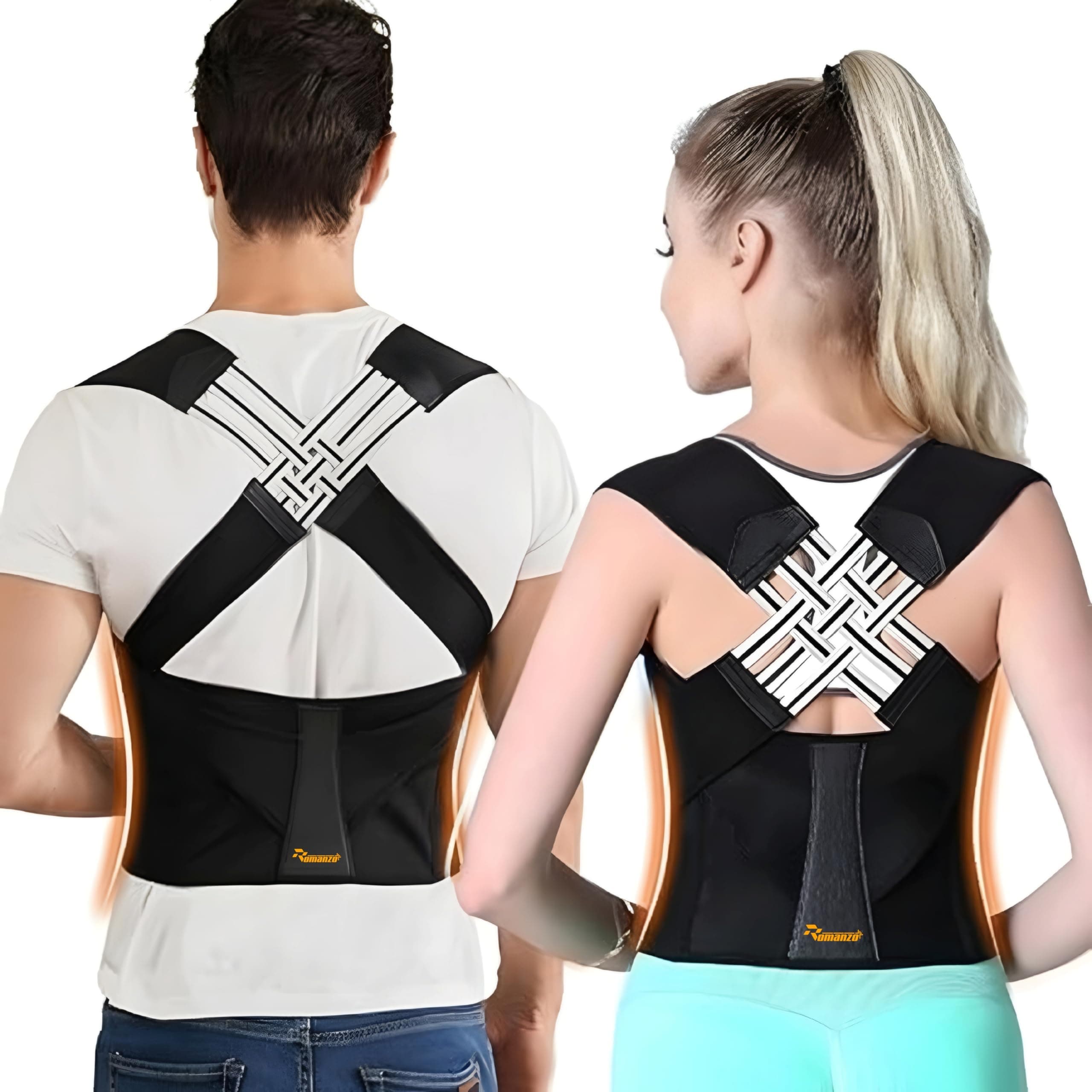 ROMANZO Neoprene X-Cross Posture Corrector Belt Universal Size Shoulder & Back Support Belt | Back Straightener Brace For Spine & Body Posture Correction | Clavicle Support For Unisex | Universal Size