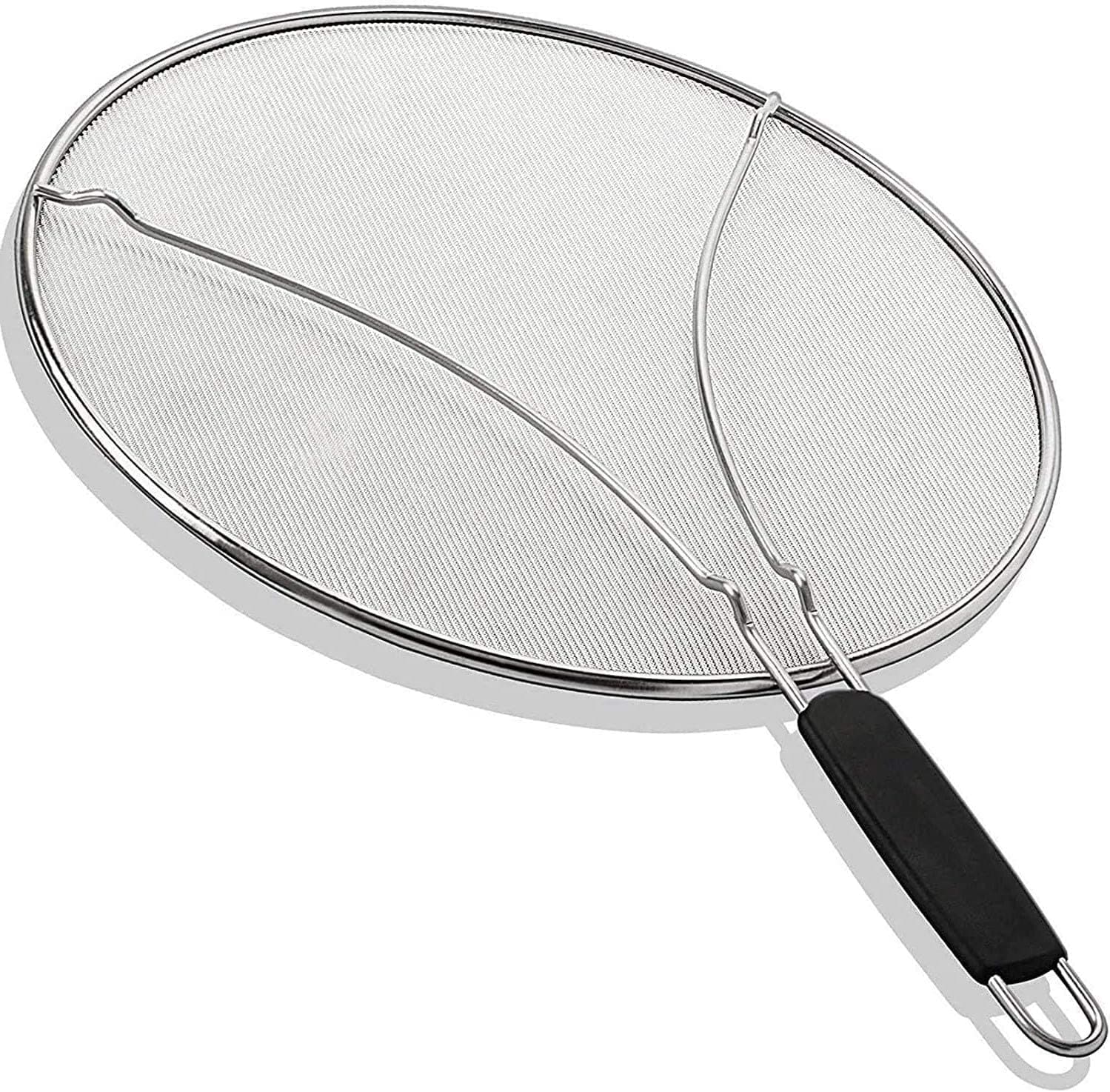 KITCHENISTIC 13" Splatter Screen with Soft Grip TPR-Tight Handle- Stops Hot Oil Splash - Protects Skin from Burns - Grease Guard for Frying Pan Keeps Your Kitchen Clean - Heavy Duty Ultra-Fine Mesh