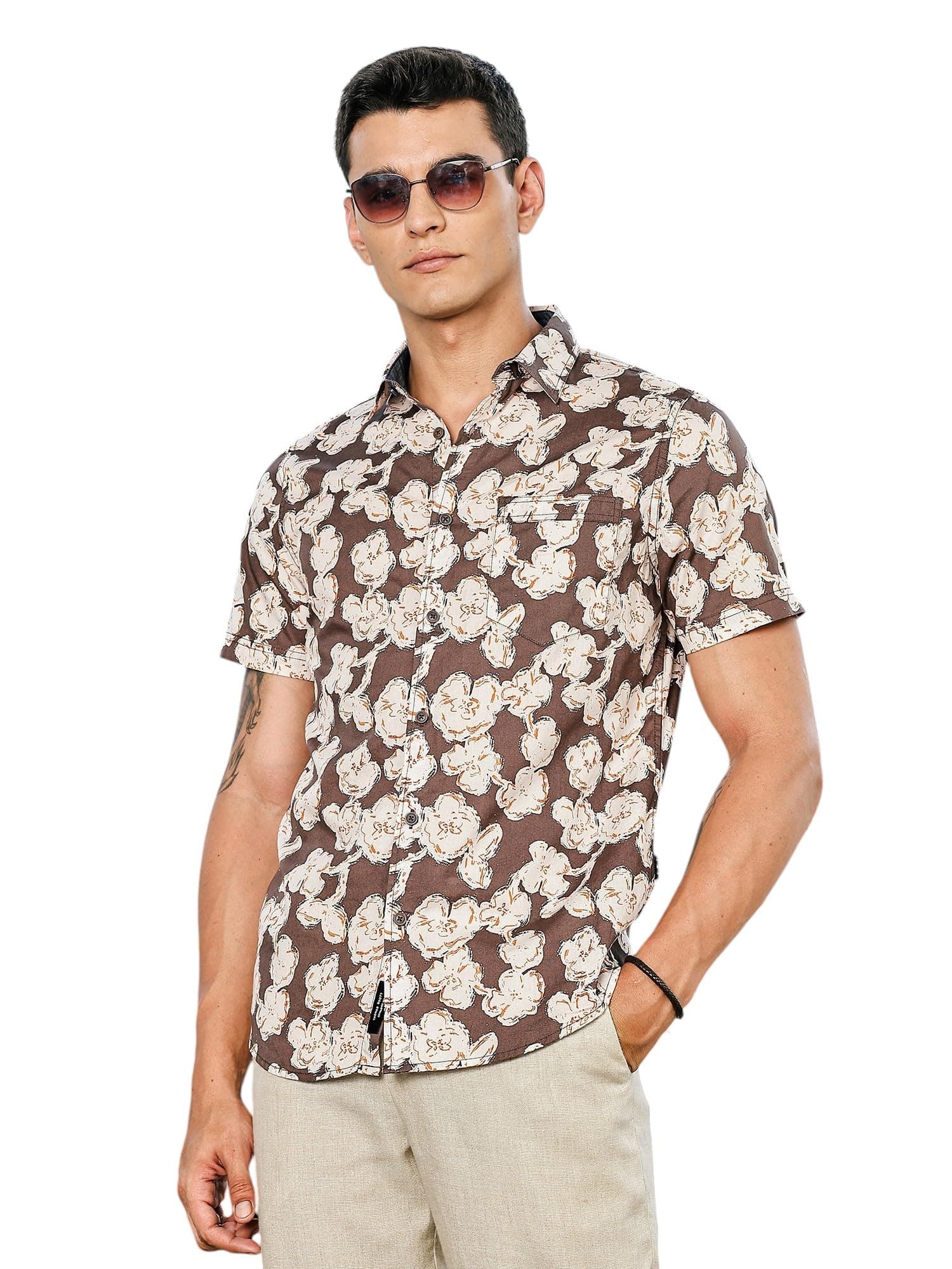 Thomas Scott Men's | All Over Printed | Spread Collar | 100% Cotton | Short Sleeve | Shirts for Men (Available in Plus Size)