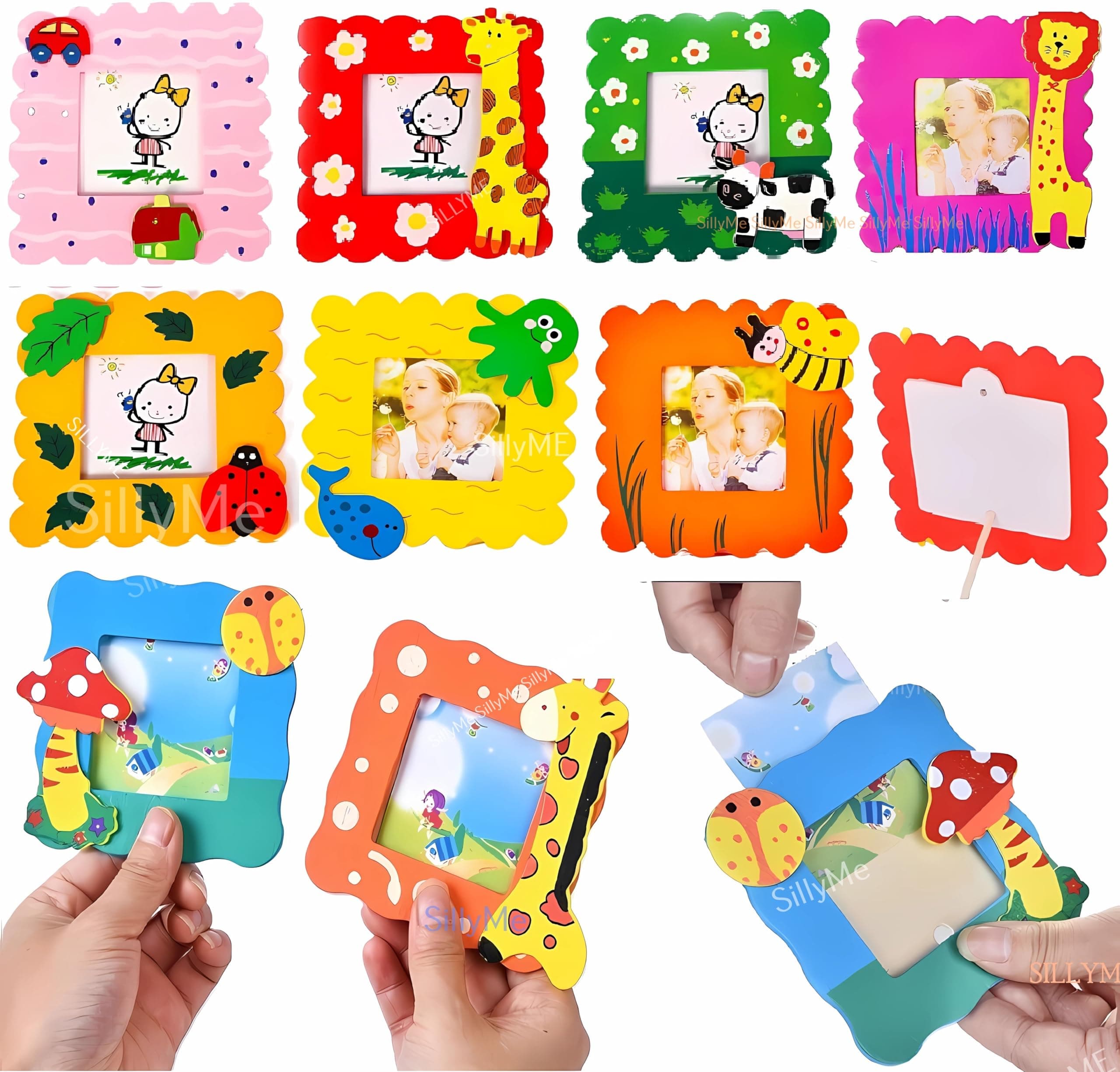 SILLYME 10pcs Cute Wooden Photo Frame for Return Gifts Birthday Party - return gift for kids age 6-10 10-12 - birthday return gift for kids 6-12 - kanjak gifts