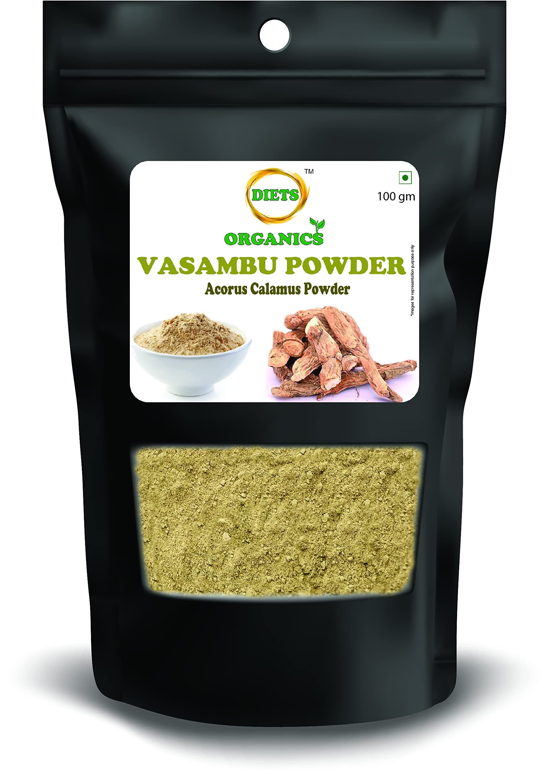 DIETS ORGANICS Vasambu Powder 100 Gms (2) | Acrous Calamus powder | Sweet Flag powder-100 Gms PACK OF 2