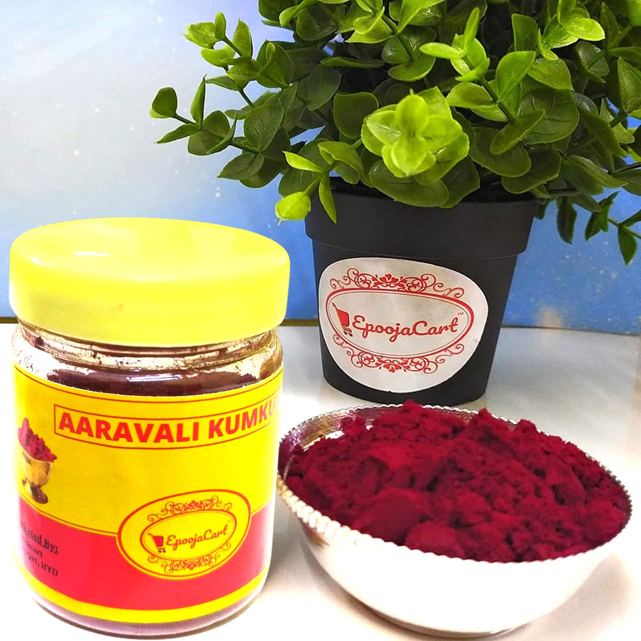 EpoojaCart - Aaravali Kumkuma - Mogali Puvvu Kumkuma- Arunachalam Kumkuma- Thazhampo Kumkuma - Thalmpoo kumkuma (40 Gms- Pack of 2)