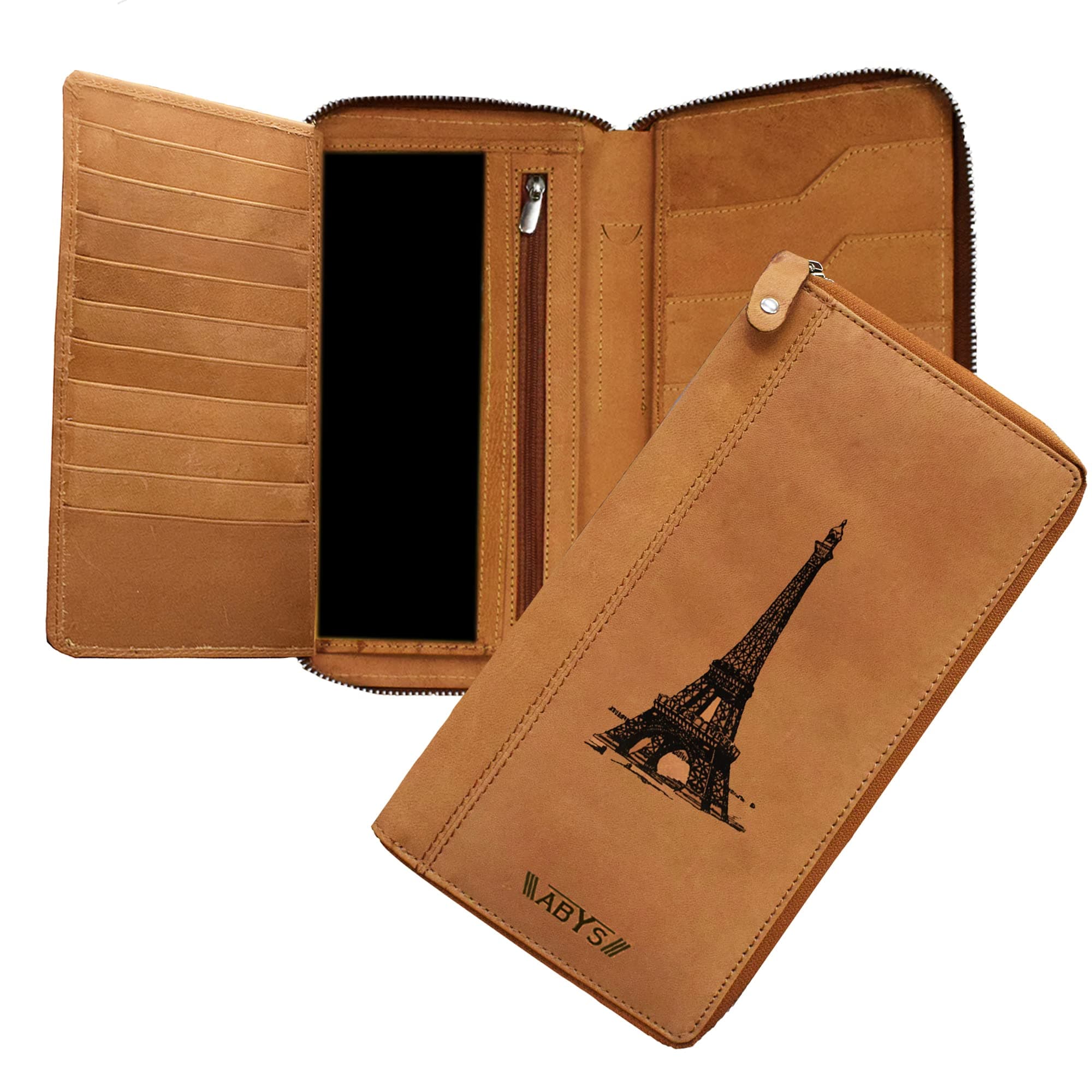 ABYS Tan Genuine Leather RFID Protected Passport Holder for Men and Women (5117ABCOM)