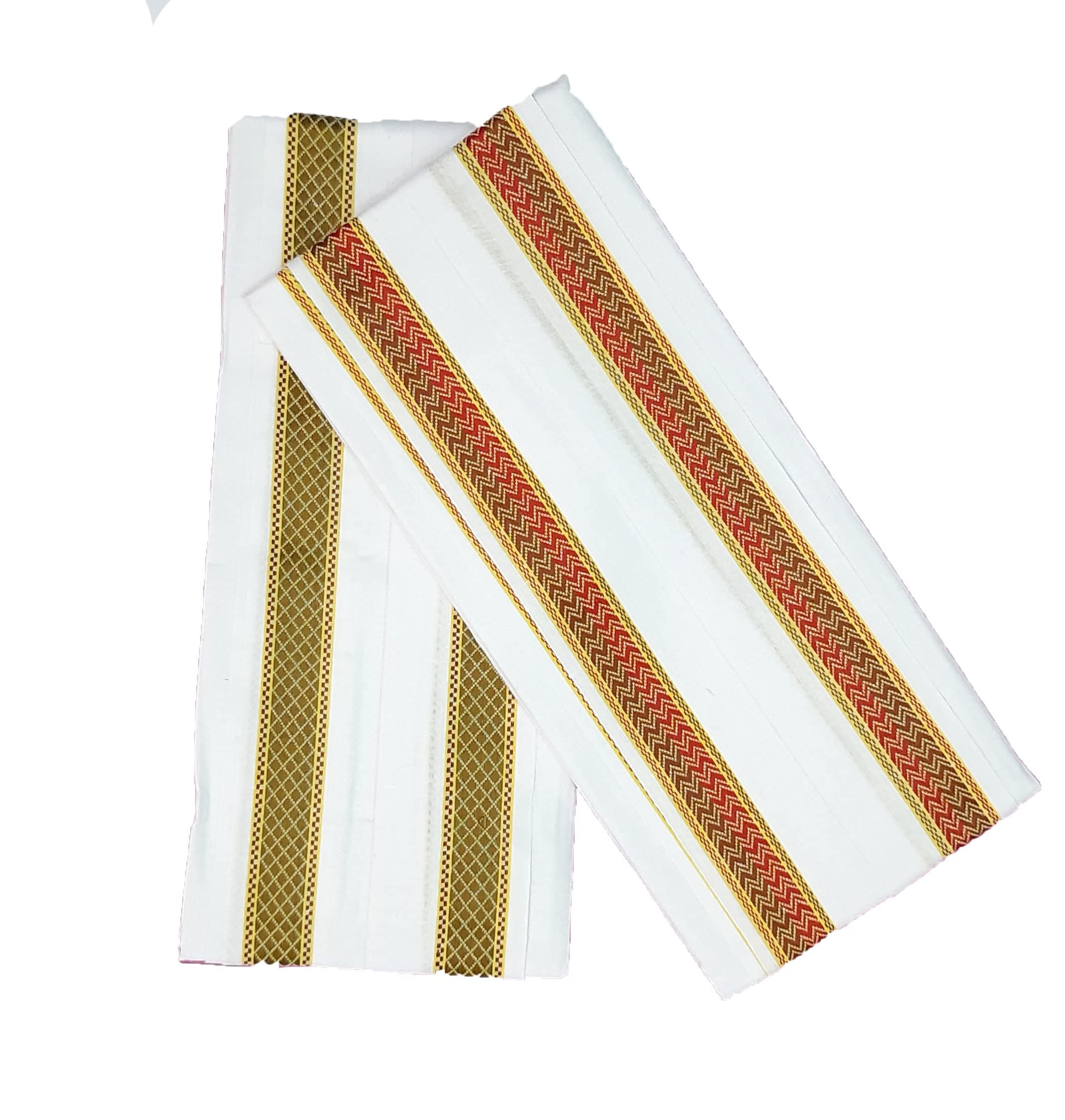 Khillayox Pure Soft Cotton Men's Ethnic and Traditional White Color Gamchha/Angochha | Lightweight and Unique Design, Quick Absorption Gamcha Set of 2 -(75 x28 IN | White)