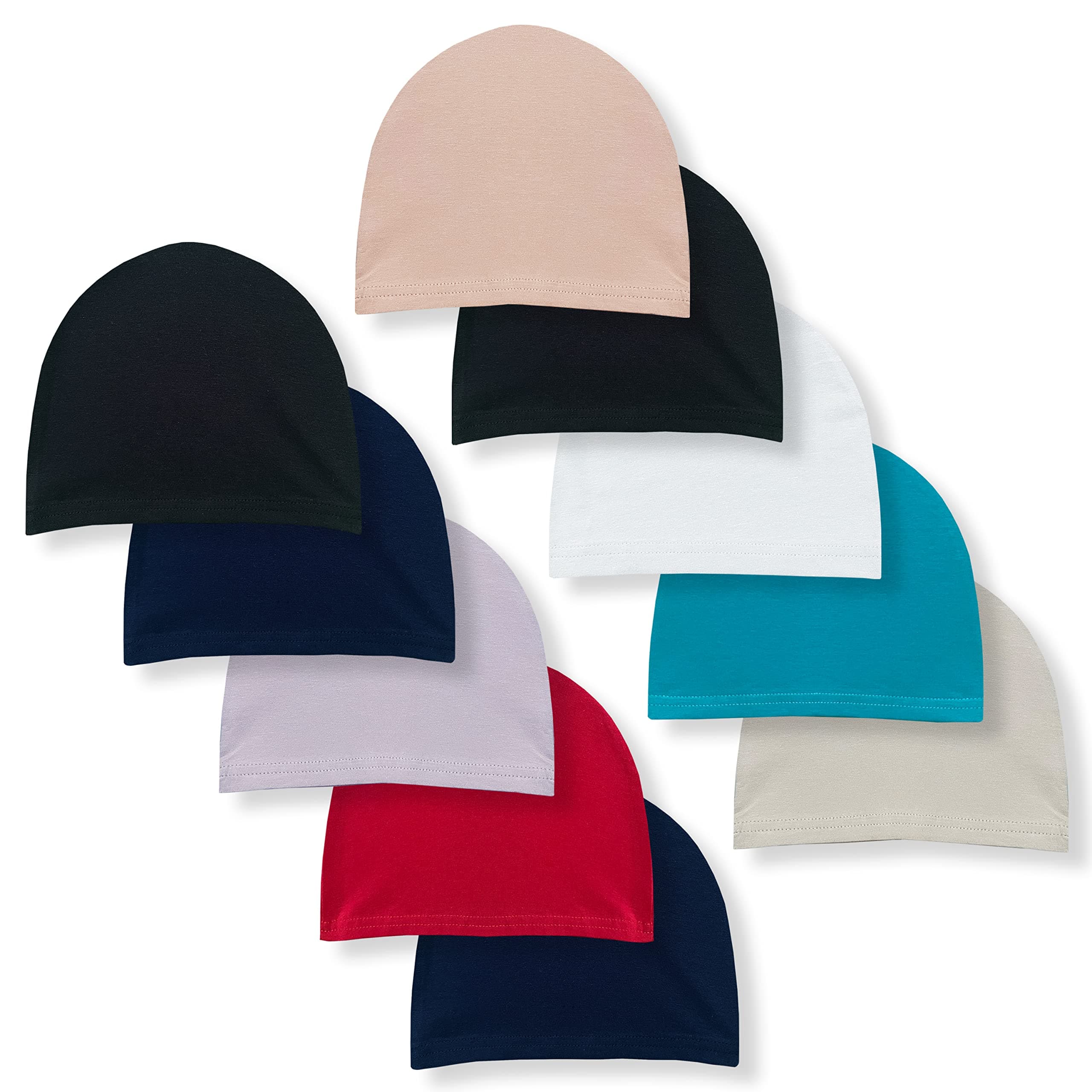 YUV Unisex 95% Cotton 5% Elastane Multicolor Skull Cap (Pack of 10)