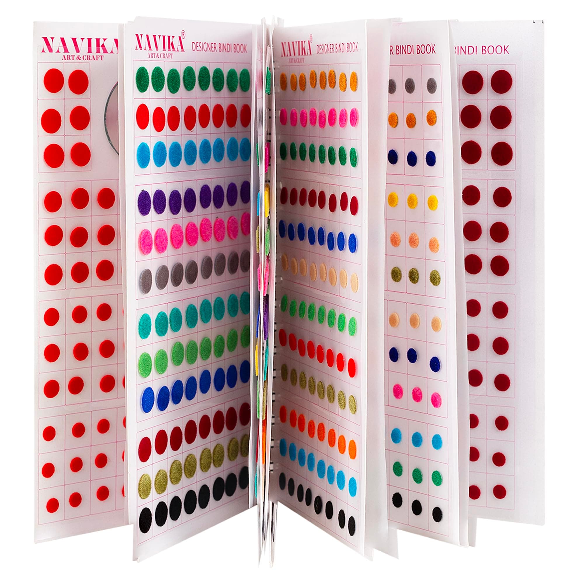 navika art & craft Kumkum Bindi 960 Pcs Multicolor Bindi Booklet,Kumkum Sticker Bindiya for Women,Spiral Bindi Book,Traditional,Bridal,Fancy,Reusable Forehead Bindis,Indian Makeup & Ethnic Accessory