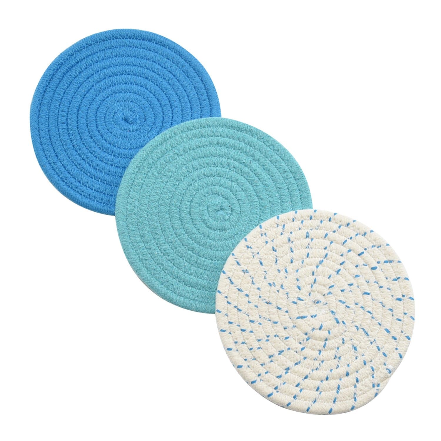 Jennice House Pot Holders Set Trivets 100% Pure Cotton Thread Weave Hot Pot Holders Set (Set of 3) Coasters, Hot Pads, Hot Mats, Spoon Rest for Cooking and Baking by Diameter 7 Inches