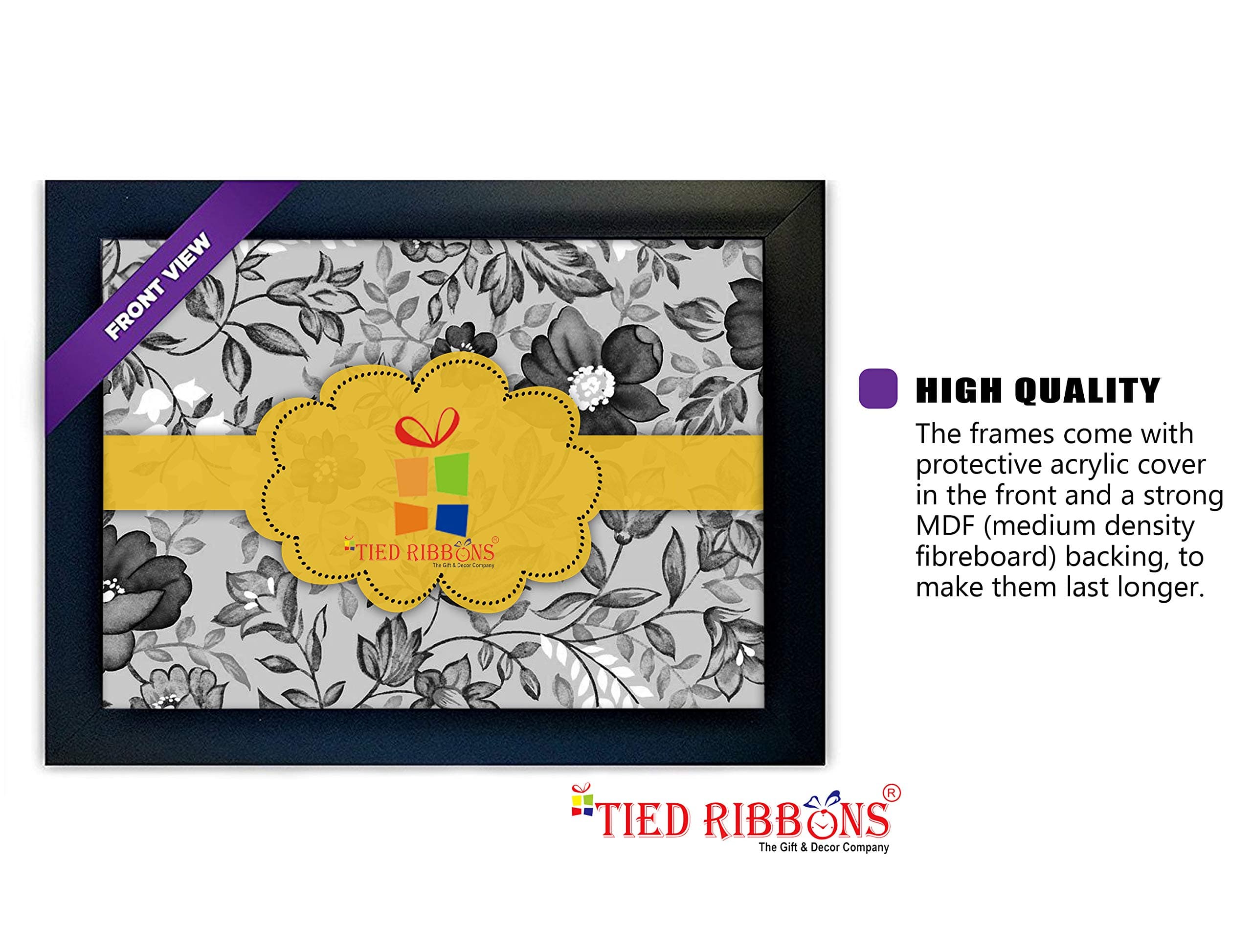 TIED RIBBONS Grateful Thankful Blessed Printed Inspirational Quote Framed Poster (25.9 x 34.5 cm, Multicolour)