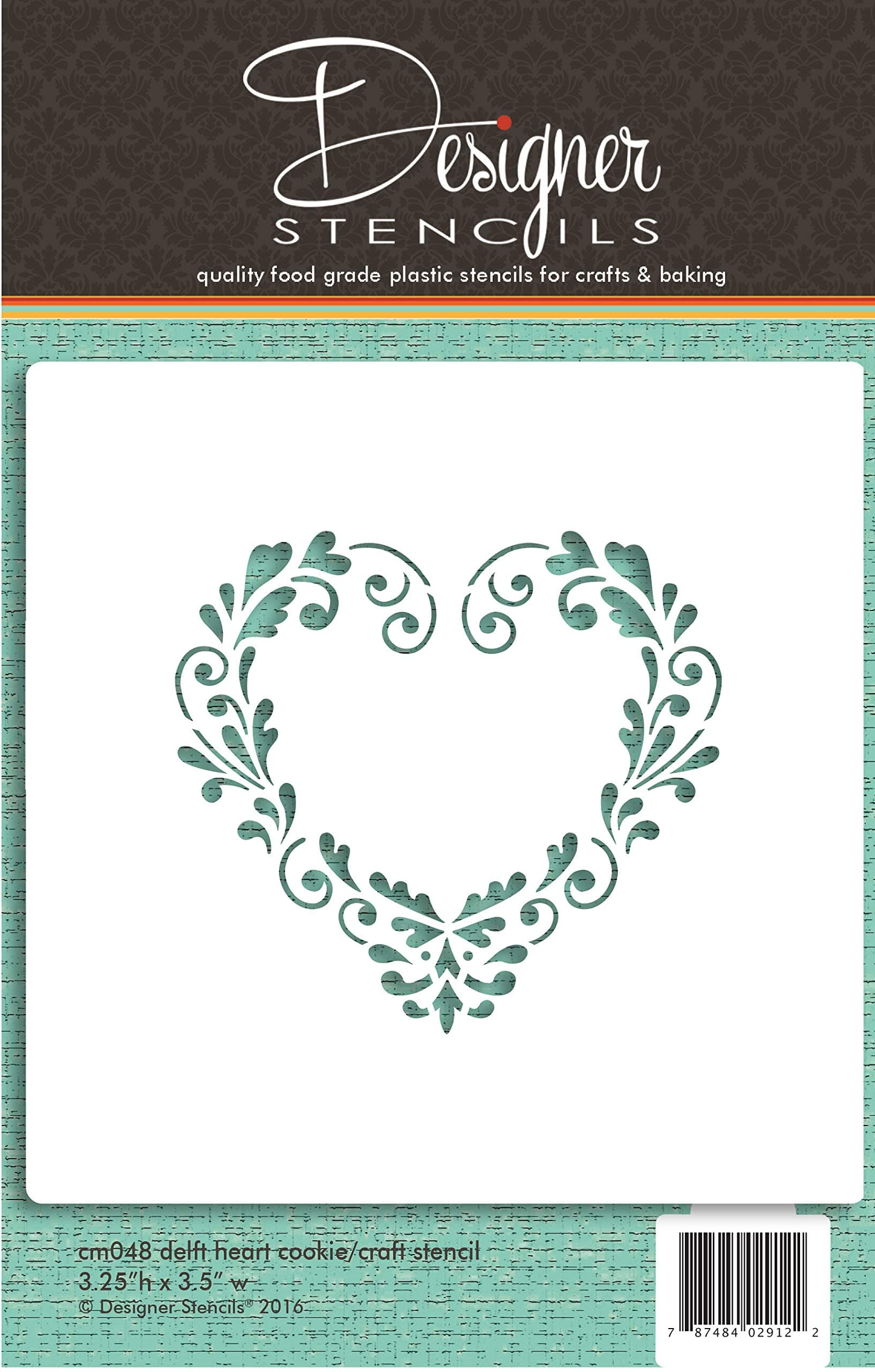 Delft Heart Cookie and Craft Stencil CM048 by Designer Stencils