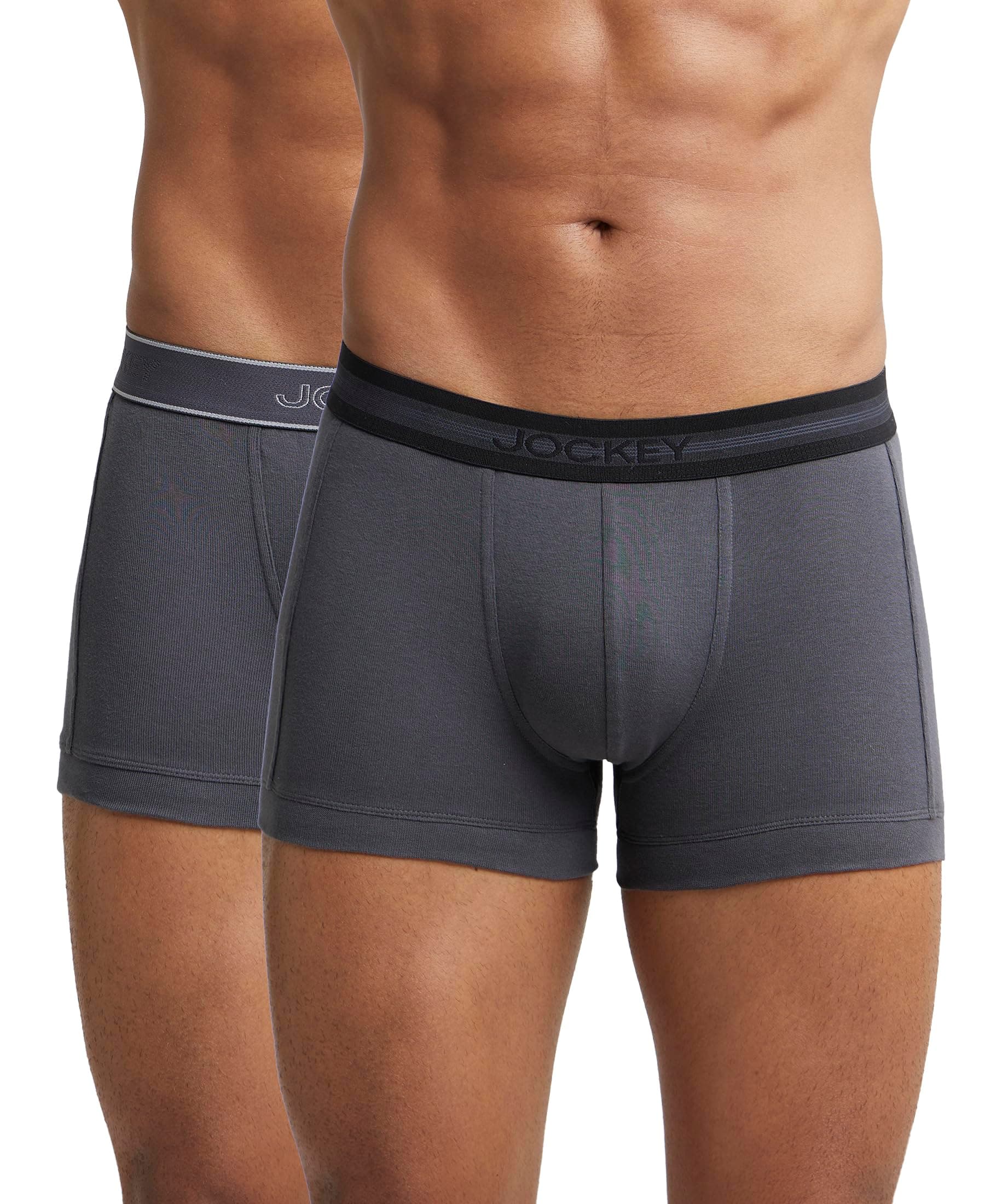 Jockey 1015 Men Super Combed Cotton Rib Solid Trunk with StayFresh Treatment_(Pack of 2)