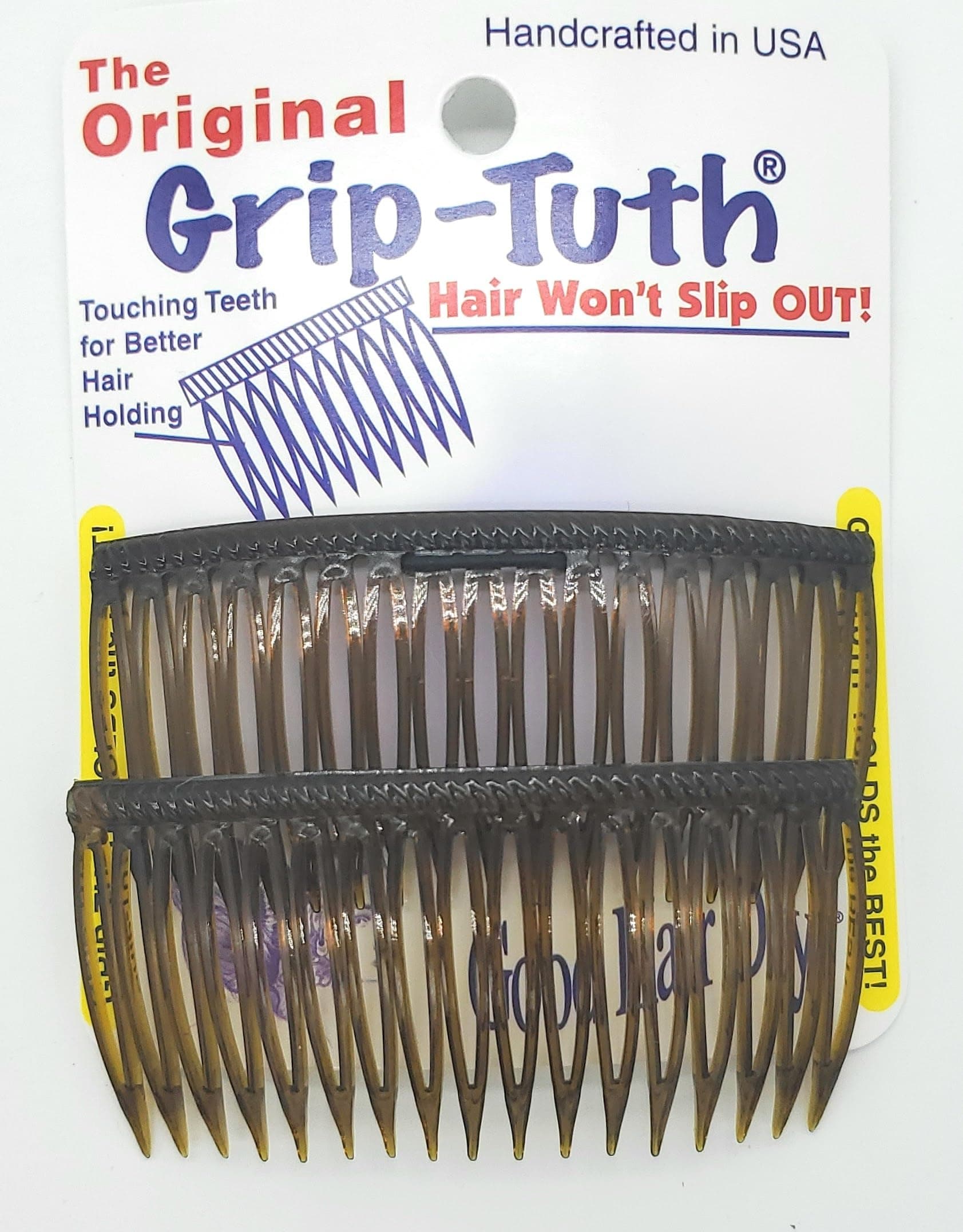 Good Hair Days Good Hair Days The Original Grip-Tuth Hair Combs, Set of 2, 40417 Shell 3 1/4" Wide