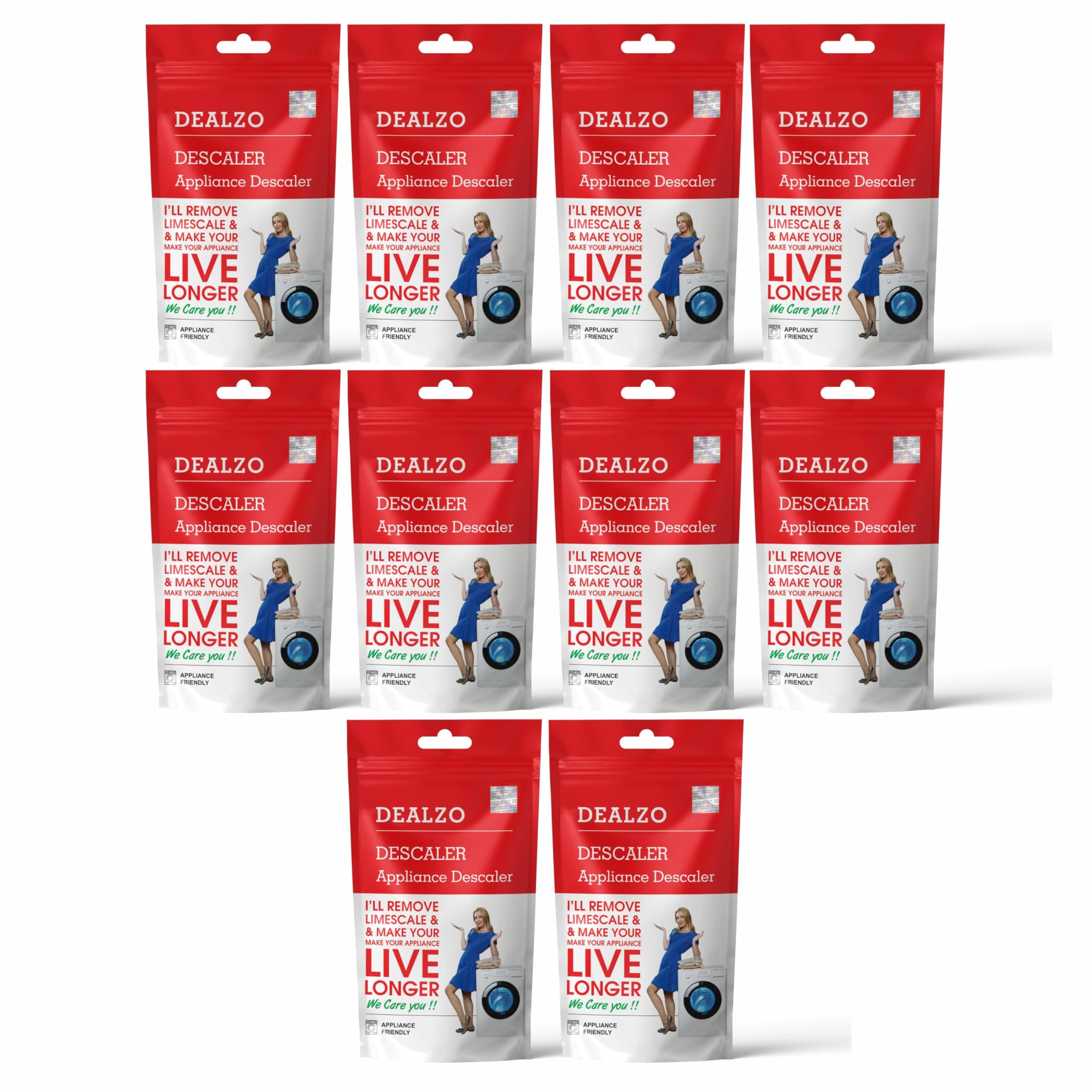Dealzo With Tagline Excellence In Every Design Descale Compatiable For Ifb & Lg Washing Machine Front Load And Top Load, Cleaning Powder, Descaling Powder, Drum Cleaner 100 G #10 Pecies