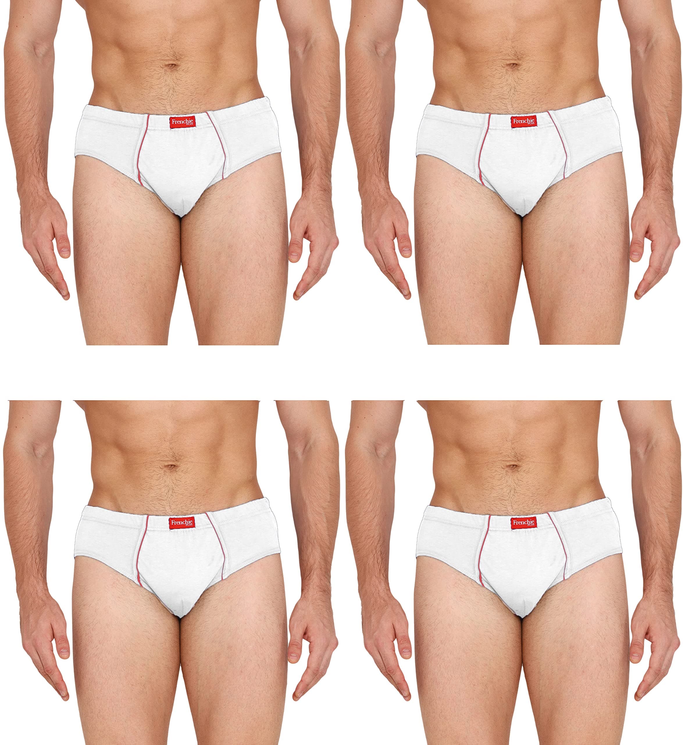 VIP Frenchie Plus Men's Cotton Briefs – Premium Soft & Breathable Underwear with Stretch Waistband, All-Day Comfort Fit White (2XL_Pack of -4)