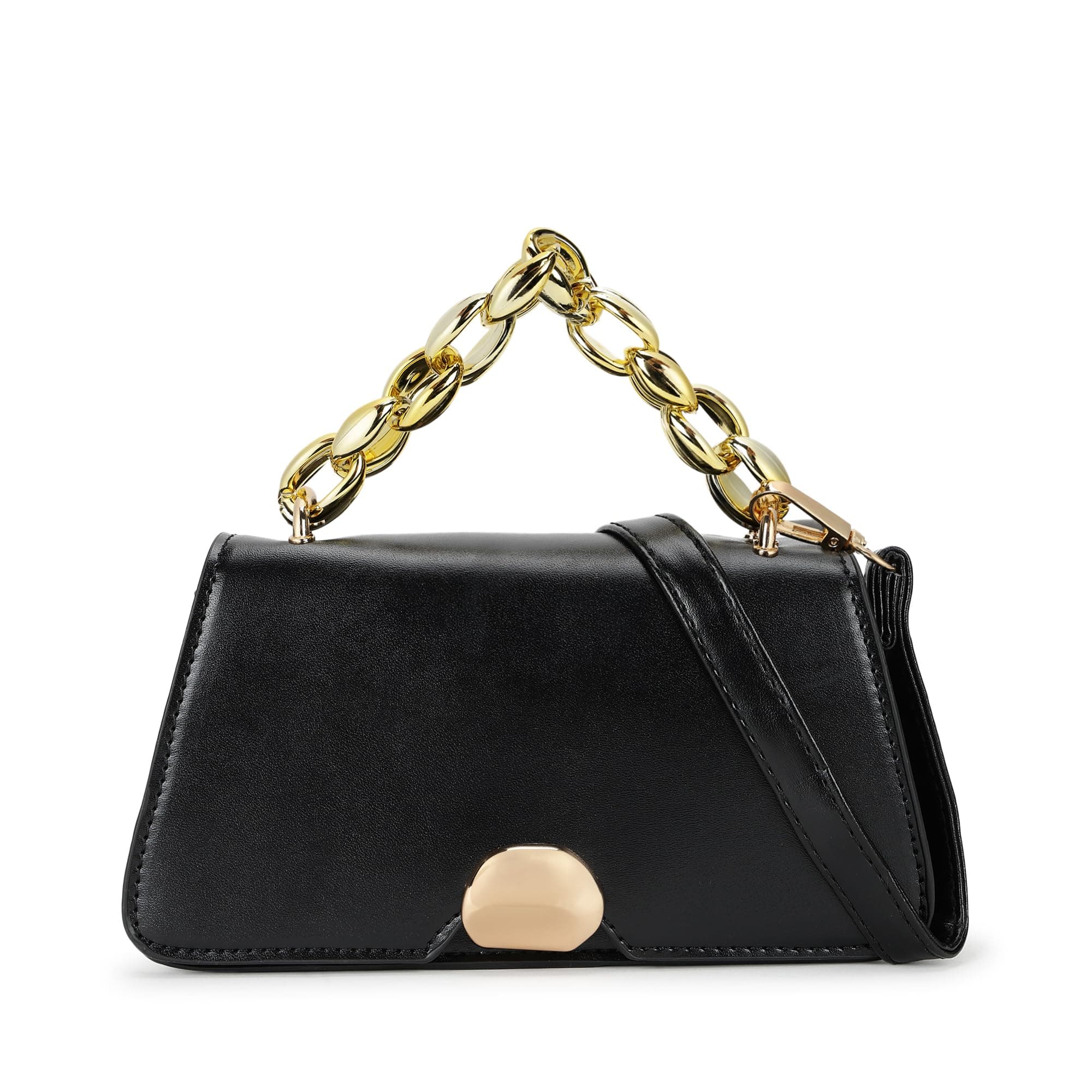 Fastrack PU Solid Satchel for Women, Girls and Ladies | with Gold Metal Chain and detachable sling strap