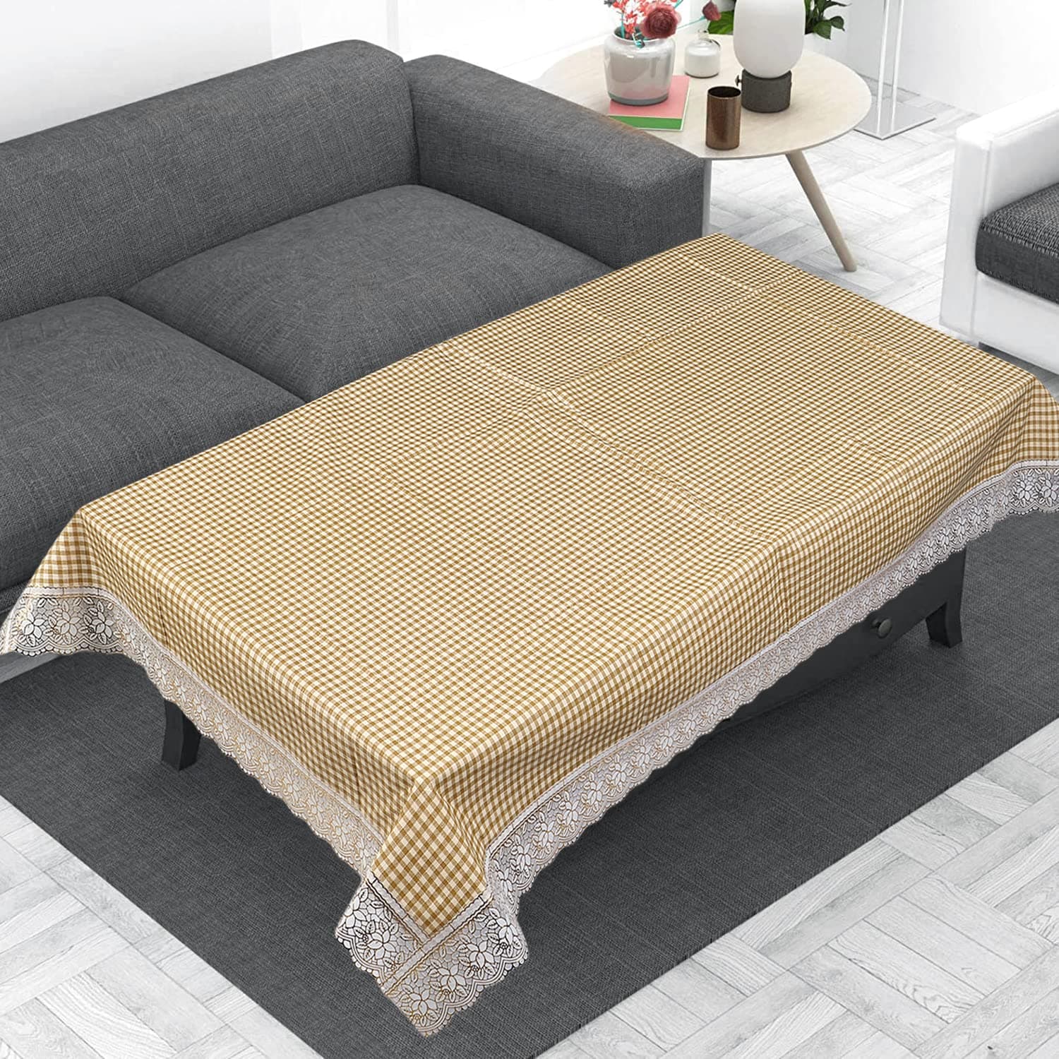 Dakshya Industries PVC Checked Printed Washable Wrinkles Free Table Cover