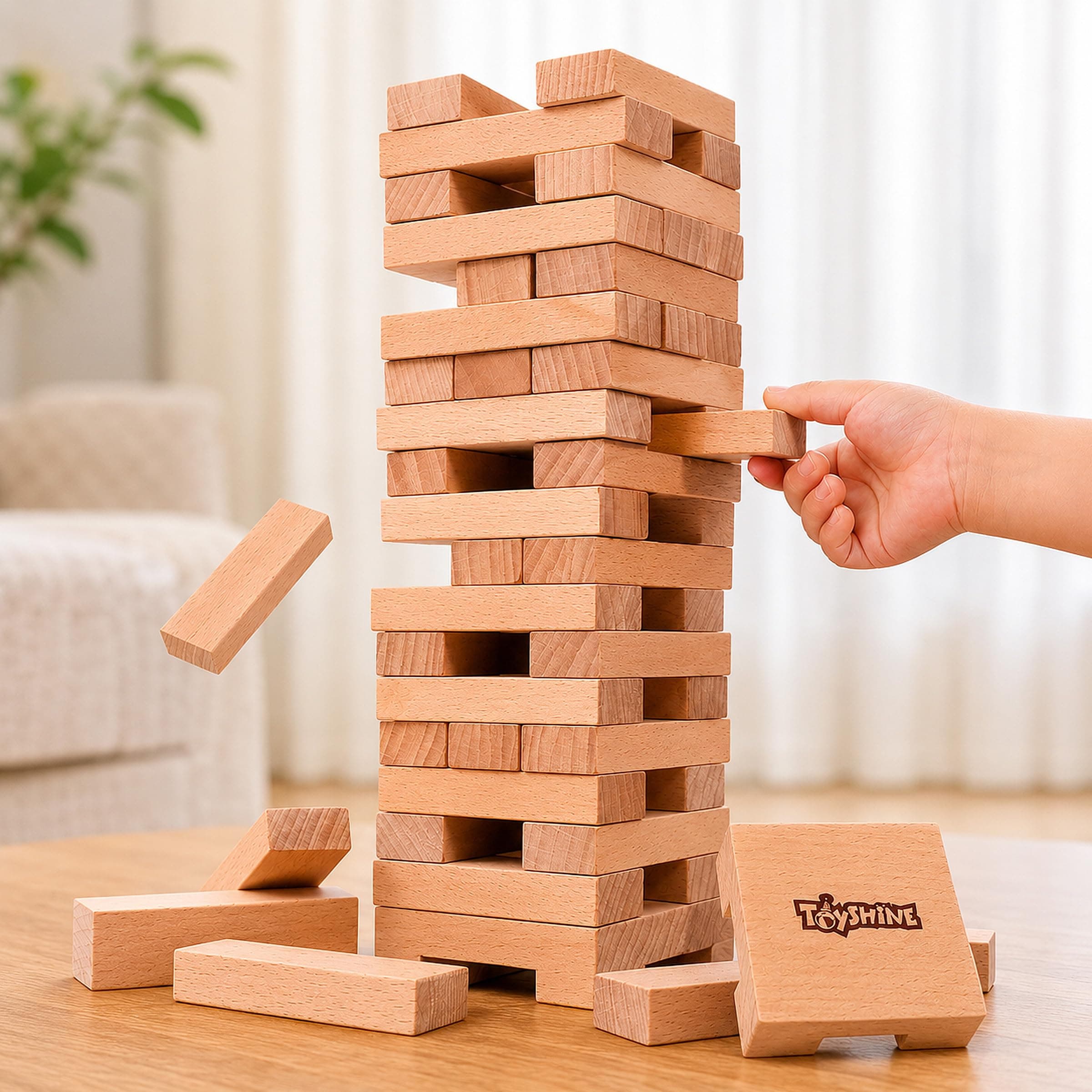 Toyshine Wooden 54 Wooden Building Block, Party Game, Tumbling Tower Game for Kids and Adults