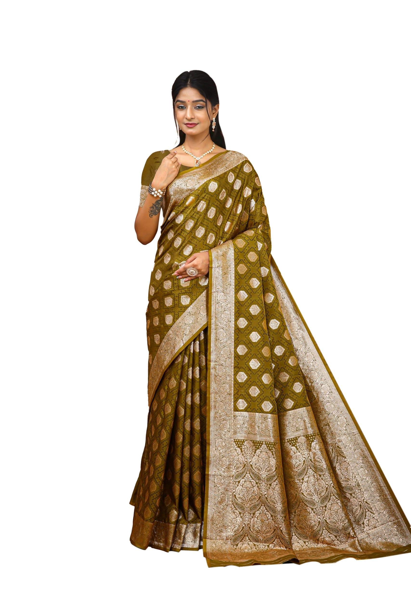 ATHARV FABRICS Elegant Women Banarasi Silk Saree with Jacquard Work Traditional Indian Ethnic Saree with Matching Blouse