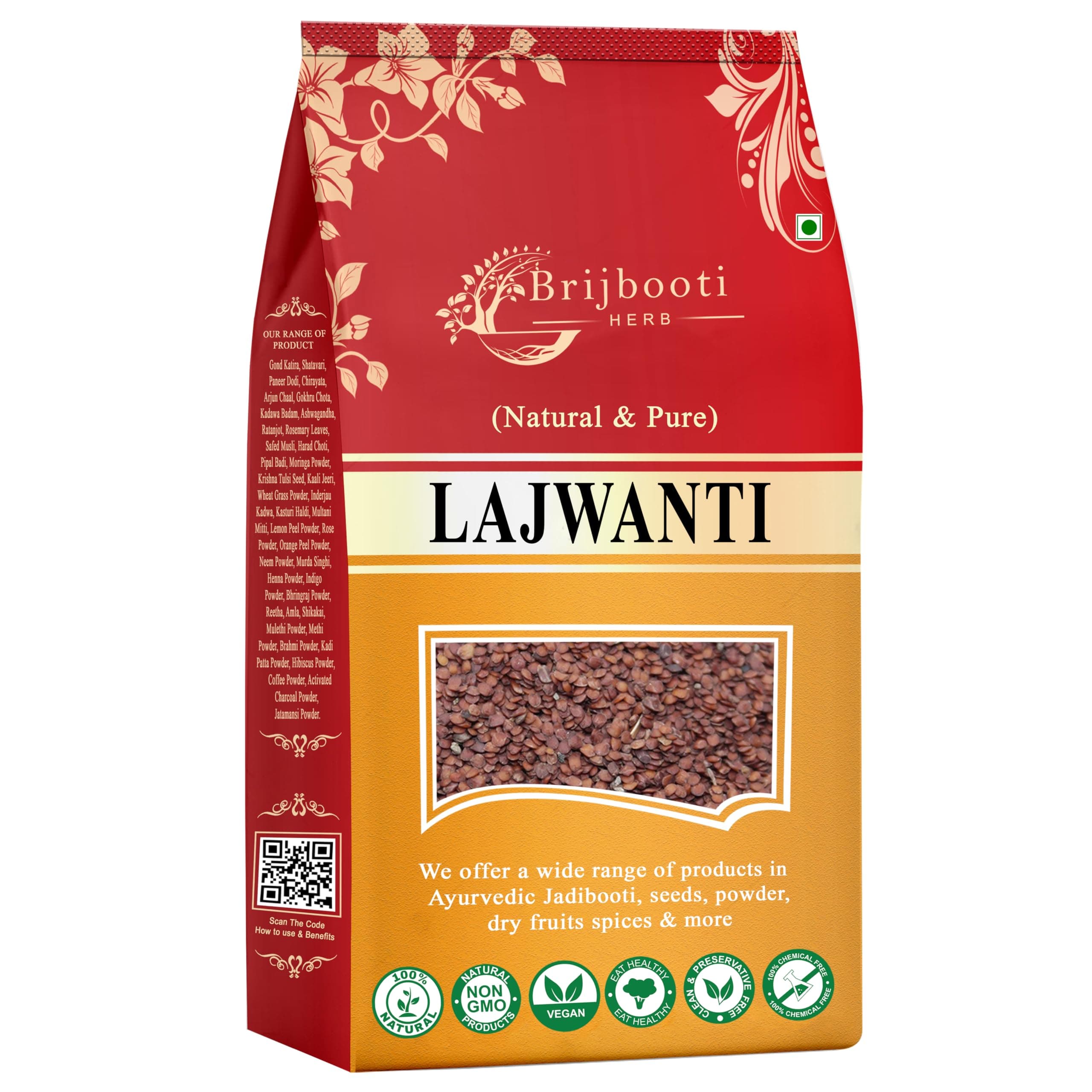 BIRJU MAHAVIR Lajwanti/Chui Mui/Mimosa Pudica Seed (400 g), Natural (BMKB-66)