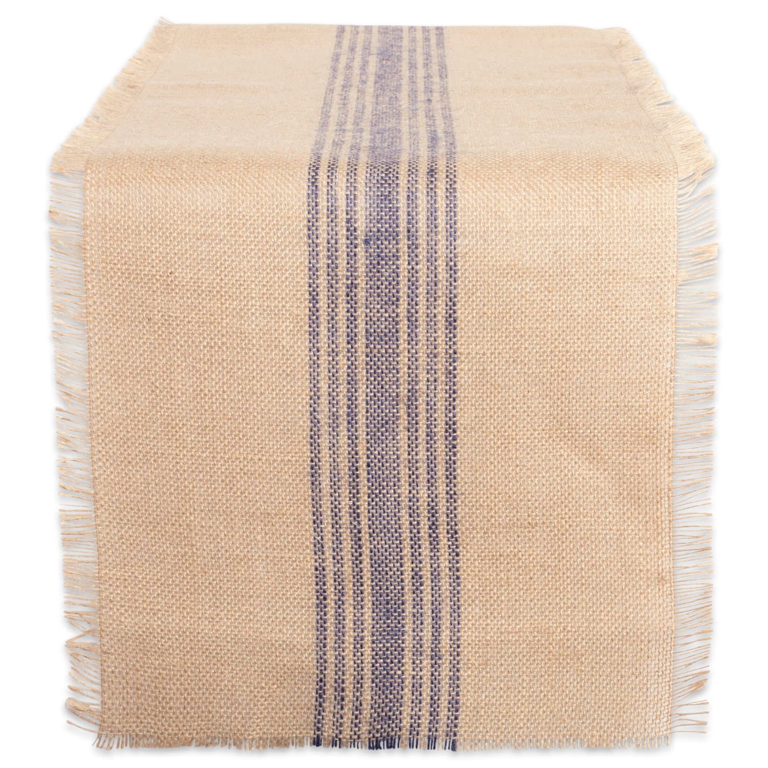 DII 14x72 Jute/Burlap Table Runner, Stripe French Blue - Perfect for Fall, Thanksgiving, Catering Events, Farmhouse Décor, Dinner Parties, or Everyday Use