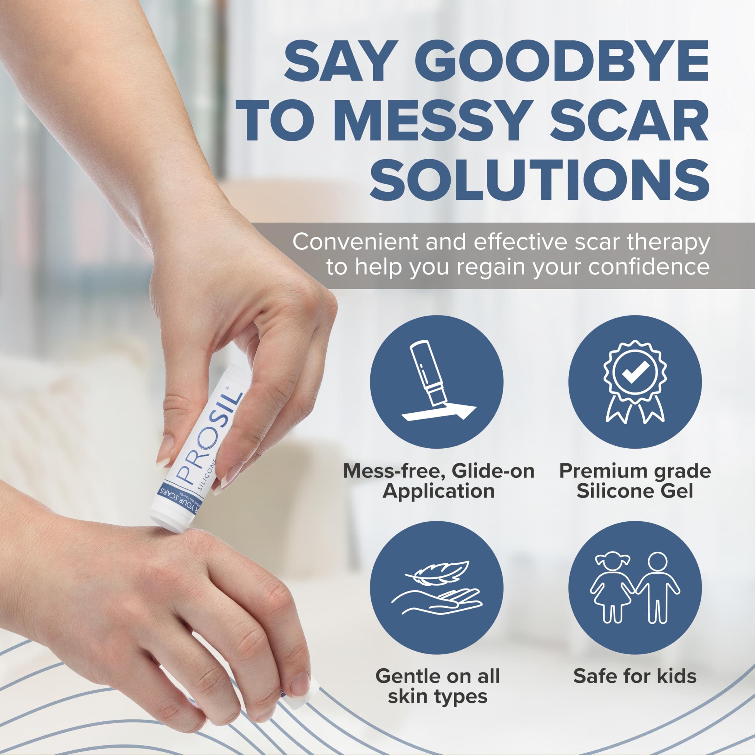 Pro-Sil Silicone Scar Stick Keloid and Hypertophic Scar Glide on Professional Therapy for Scars 17g (4x larger easy application stick)