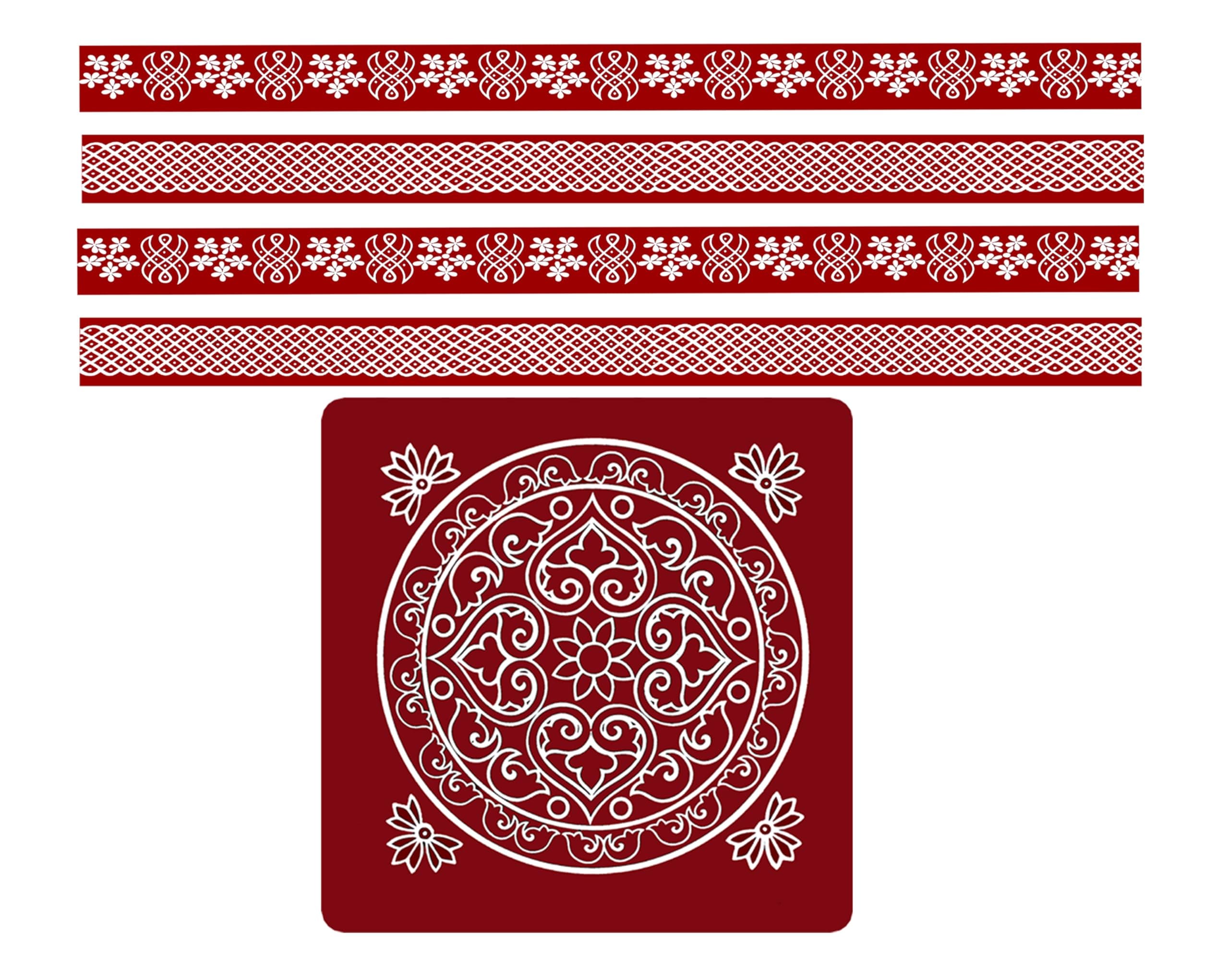 ABS HERBALS: Rangoli Kolam Stickers for Home Entrance & Pooja Room | Vinyl/Self Adhesive, Waterproof, Floor Decoration for Diwali, Navratri & Festivals (Combo Pack of) MB1,MP4