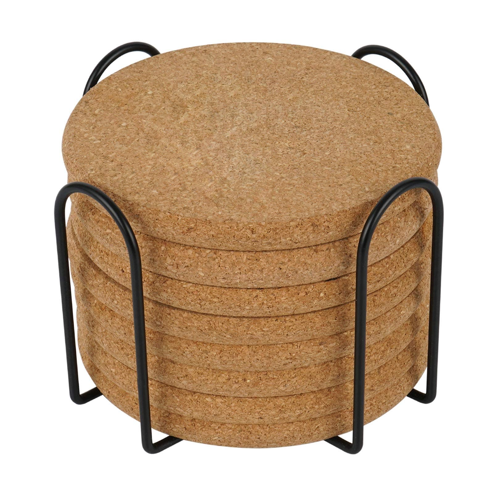 Adorever 8 Pcs Drink Coasters with Holder, Extra Thick Sturdy Cork Coasters for Drinks Absorption, Protects Tabletops, Home Decor & Gift