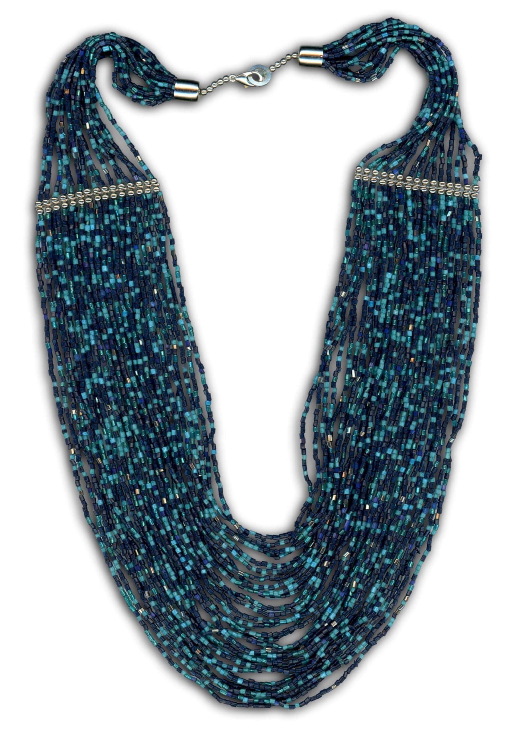 DCA Multicolor Glass Necklace for Women (Blue-Black)
