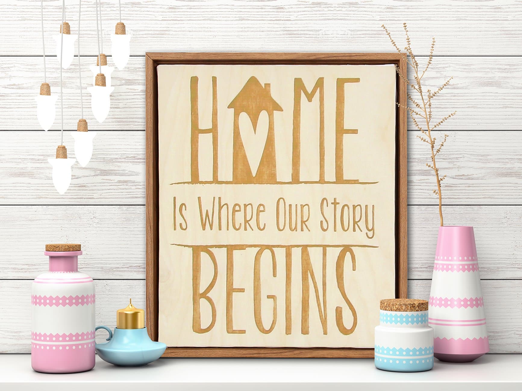 Street Home Story Framed Canvas Painting for Home Decoration (Size - 11 X 13 Inch)