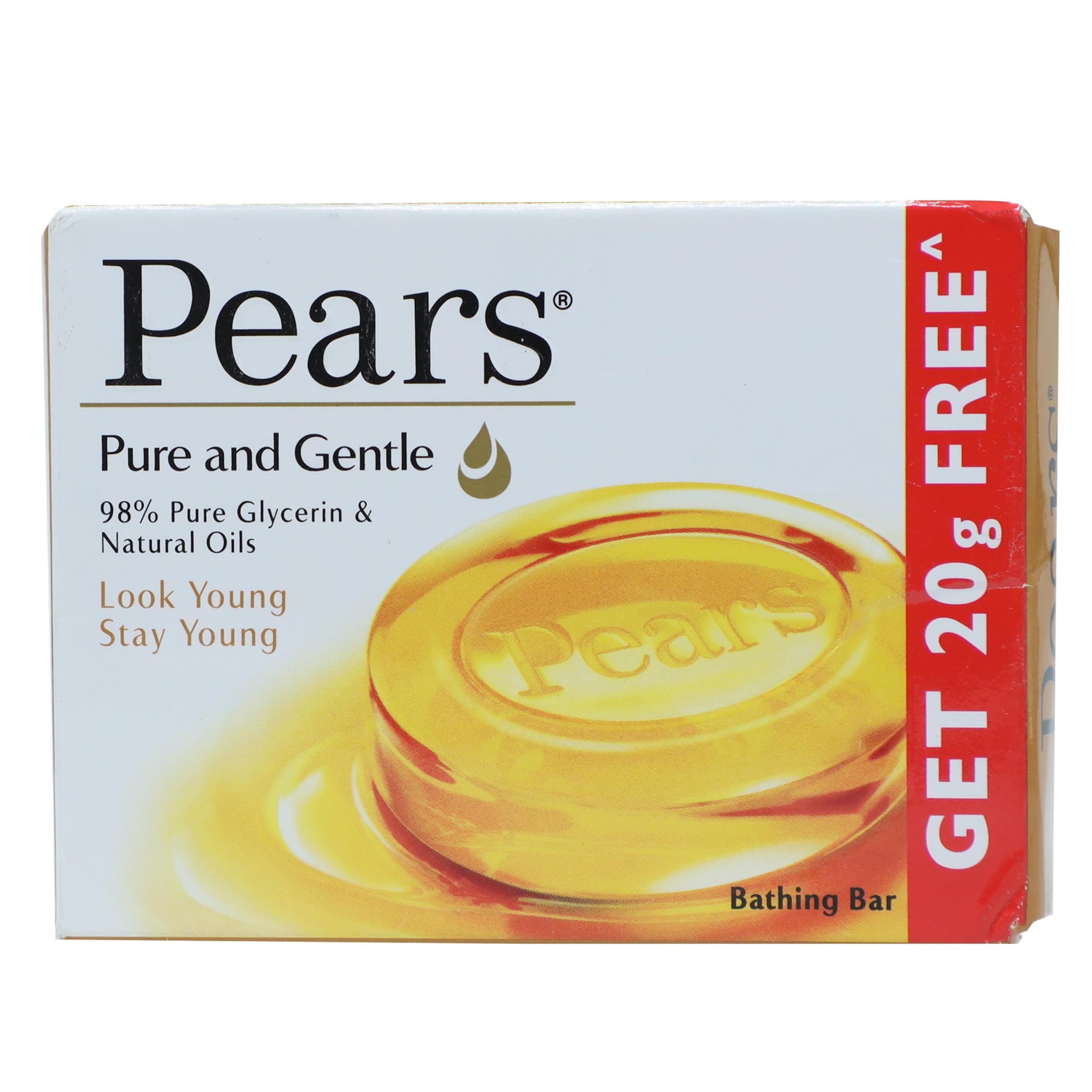 Pears Pure & Gentle with Glycerin & Natural Oils Bathing Bar, 100g + 20g free