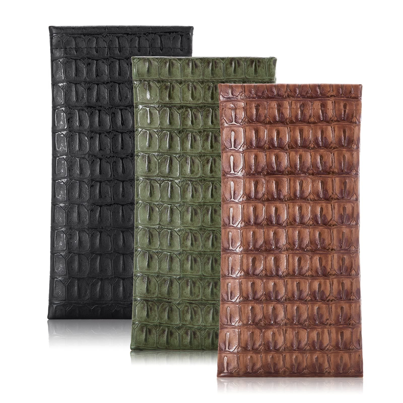 TRIUMPH VISION Eyeglass Case Glasses Case Soft Sunglass Pouch Sleeve 3 Pack, Pu(b,g,br), Medium