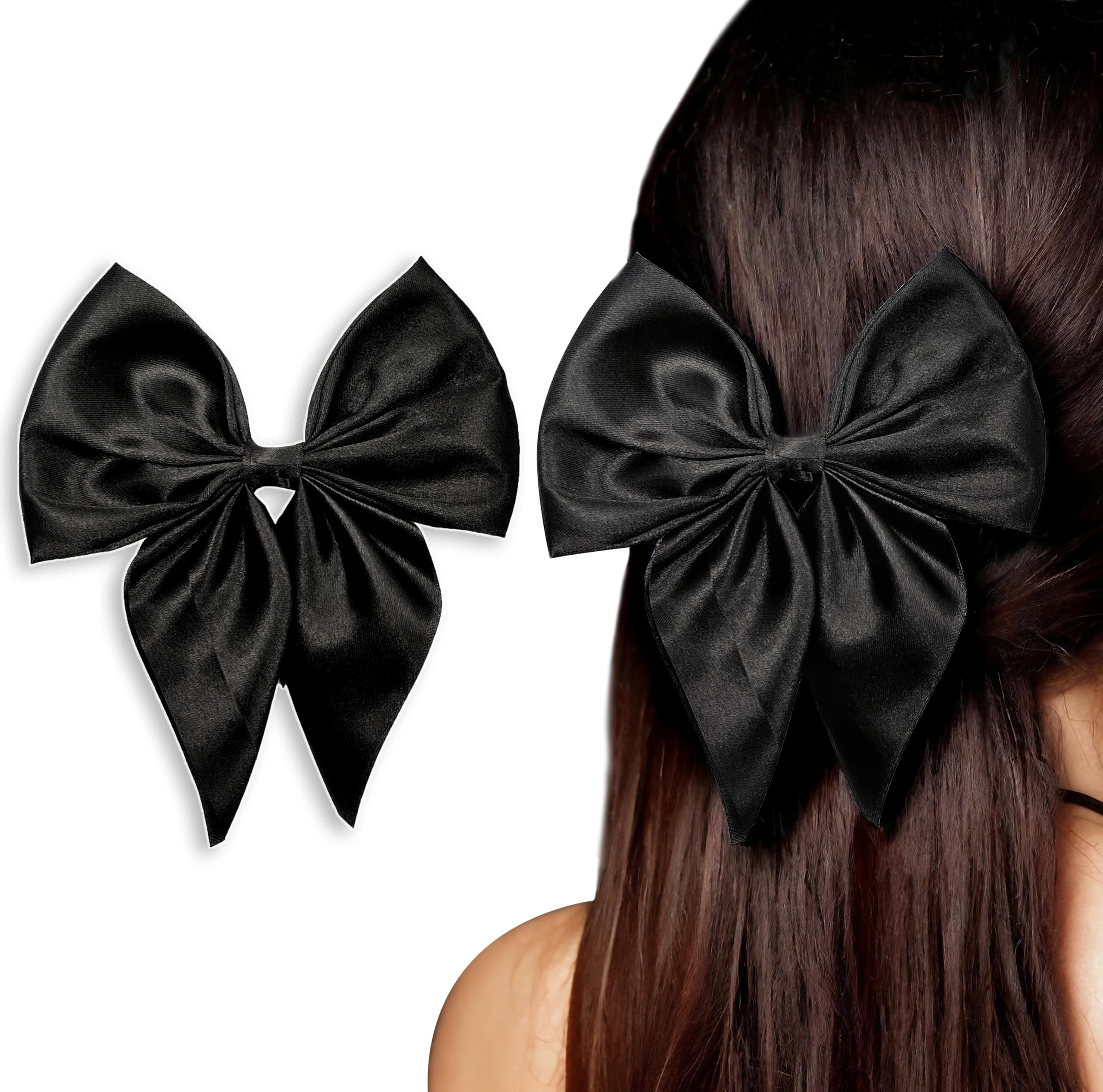 ANNA CREATIONS 1 Pc Fashion Satin Hair Bows Clip Hair Ribbons for Women and Girls Large Vintage Hair Hair Accessories Big Ribbon Bow Clip
