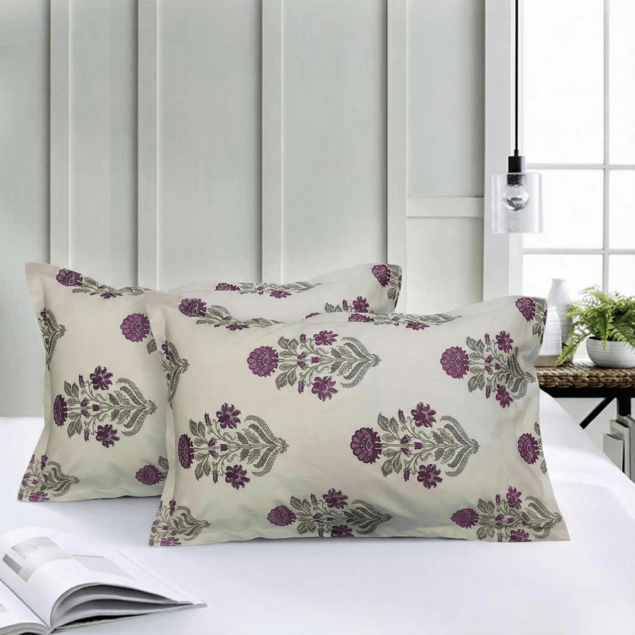 Trance Home Linen 180 TC 100% Cotton Printed Pillow Covers | Pillow Cases | Set of 2 Piece Pillow Covers only |Standard Size (18 X 28 inch, Aangan Pink)