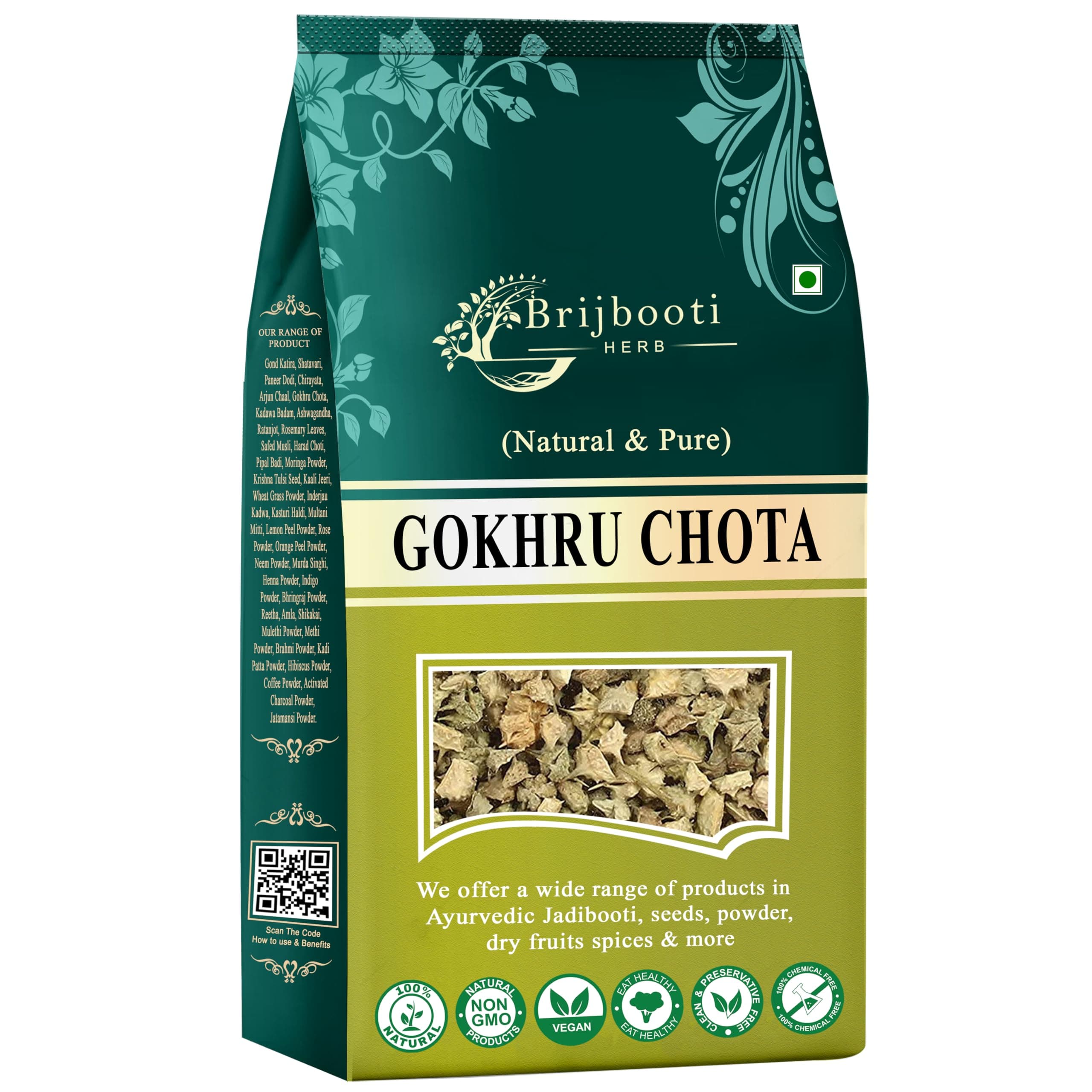Brijbooti Gokhru Chota 200 Gram - Gokshura - Tribulus Terrestris Seeds - Small Caltrops - Gokhru Seeds | FSSAI, GMP, ISO Certified