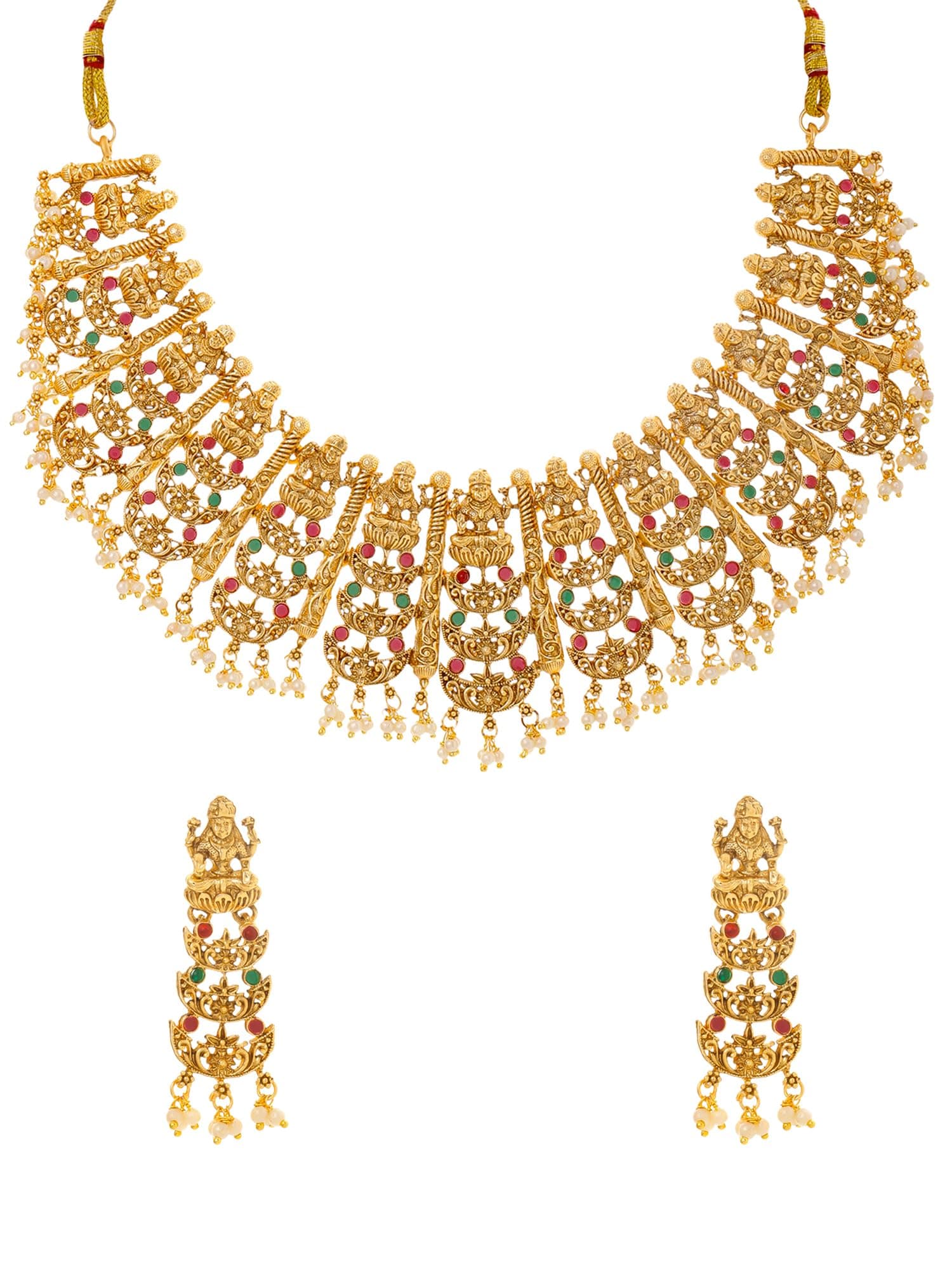 Yellow Chimes Jewellery Set for Women and Girls Temple Jewellery Set for Women | Gold Plated Traditional Choker Necklace Set | Birthday Gift for girls and women Anniversary Gift for Wife