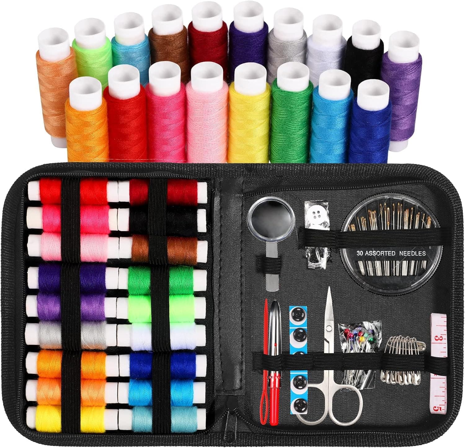 Styllent 85 PCS Sewing Kit, Portable Sewing kit Box Sewing Supplies Accessories with 18Pcs Thread Spools, Scissors, Thread Needles,Tape Measure for DIY, Adults, Beginners, Emergency, Travel, Home