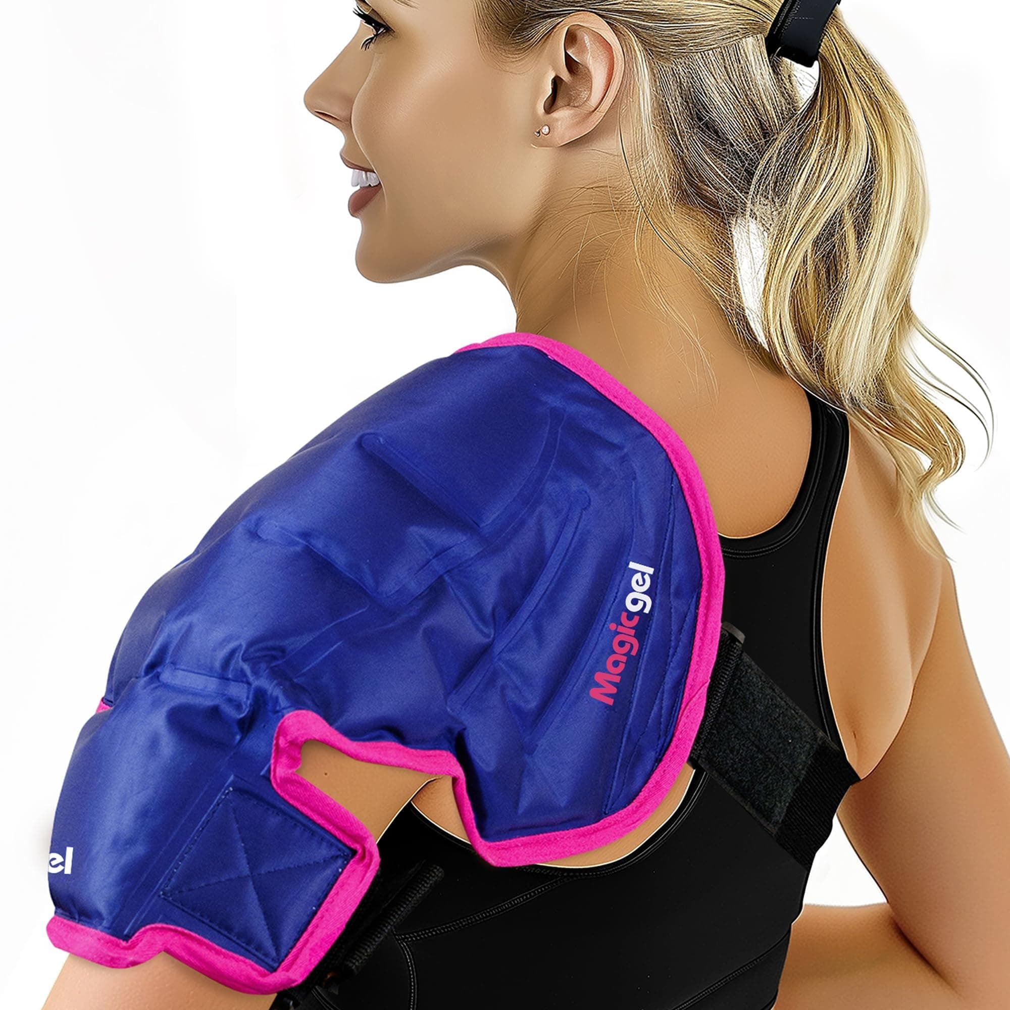 Magic Gel Shoulder Ice Pack - Reusable, Flexible and Long Lasting. Ice Pack for Rotator Cuff Injuries, Bursitis and Swelling. Cold Therapy Compression Wrap for Left or Right Shoulder - Large